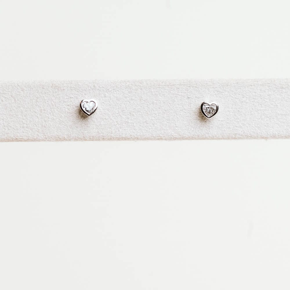 0.10CTW Heart Shape Lab Grown Diamond Stud Earrings - 14KT White Gold