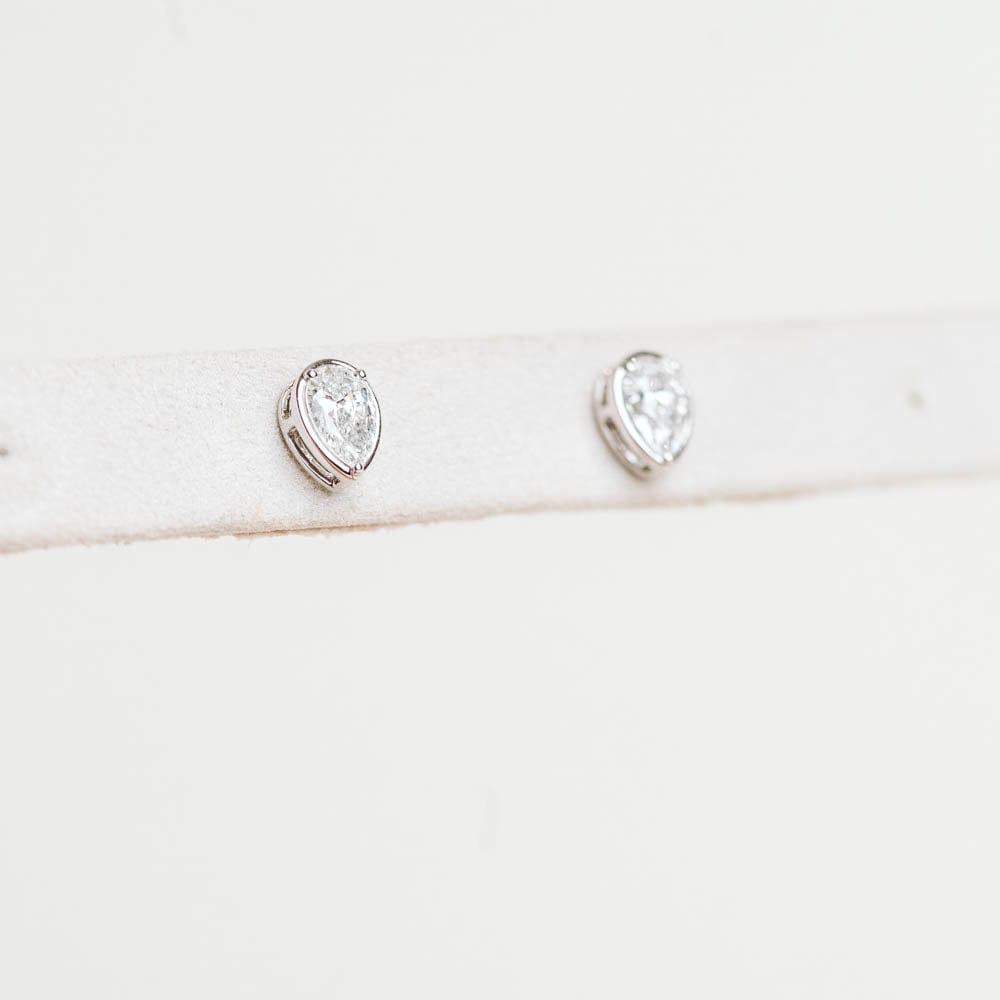 1.0CTW Pear Shape Lab Grown Diamond Stud Earrings - 14KT White Gold