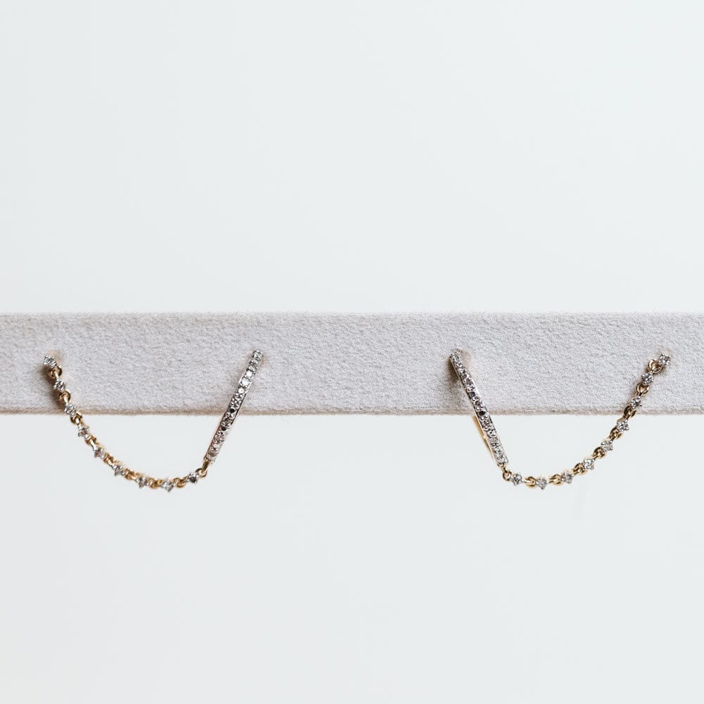 .15 Carat TW Diamond Double Piercing Stud & Hoop Earrings | 14KT Yellow Gold