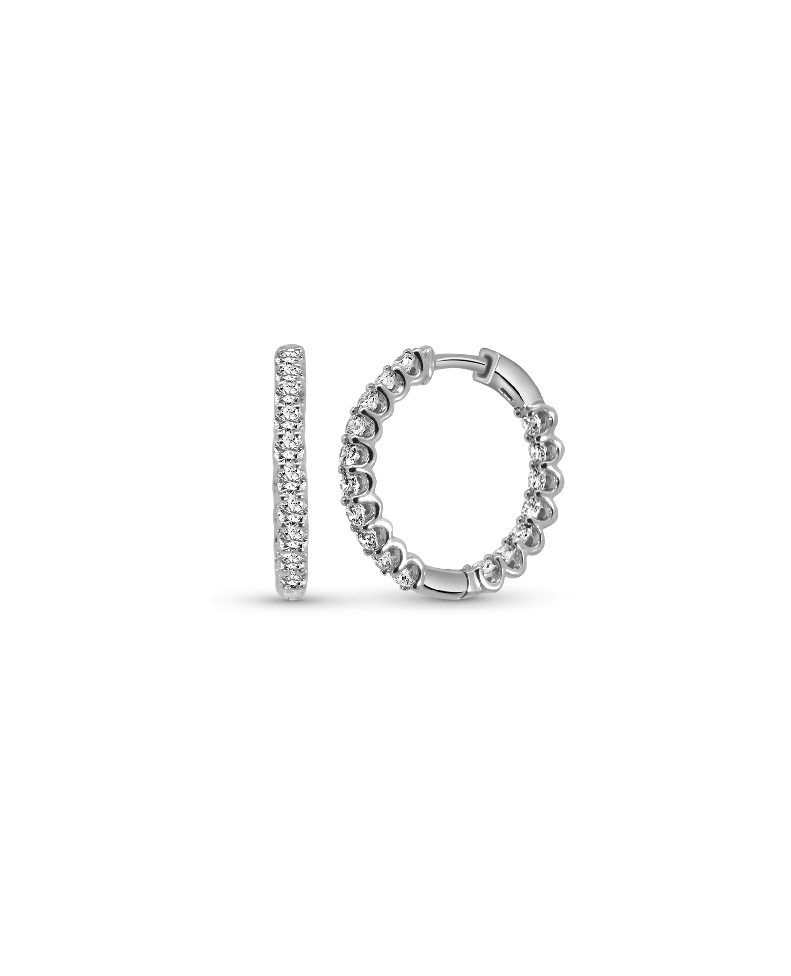 15MM Inside-out Hoop Earrings .50 Carat TW Lab-grown Diamonds | 14kt White Gold