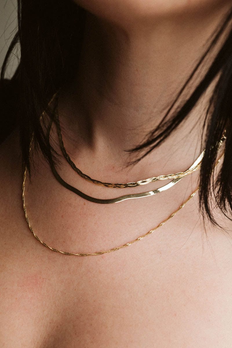 16-18" 3.5MM Braided Herringbone chain | 10kt Yellow Gold