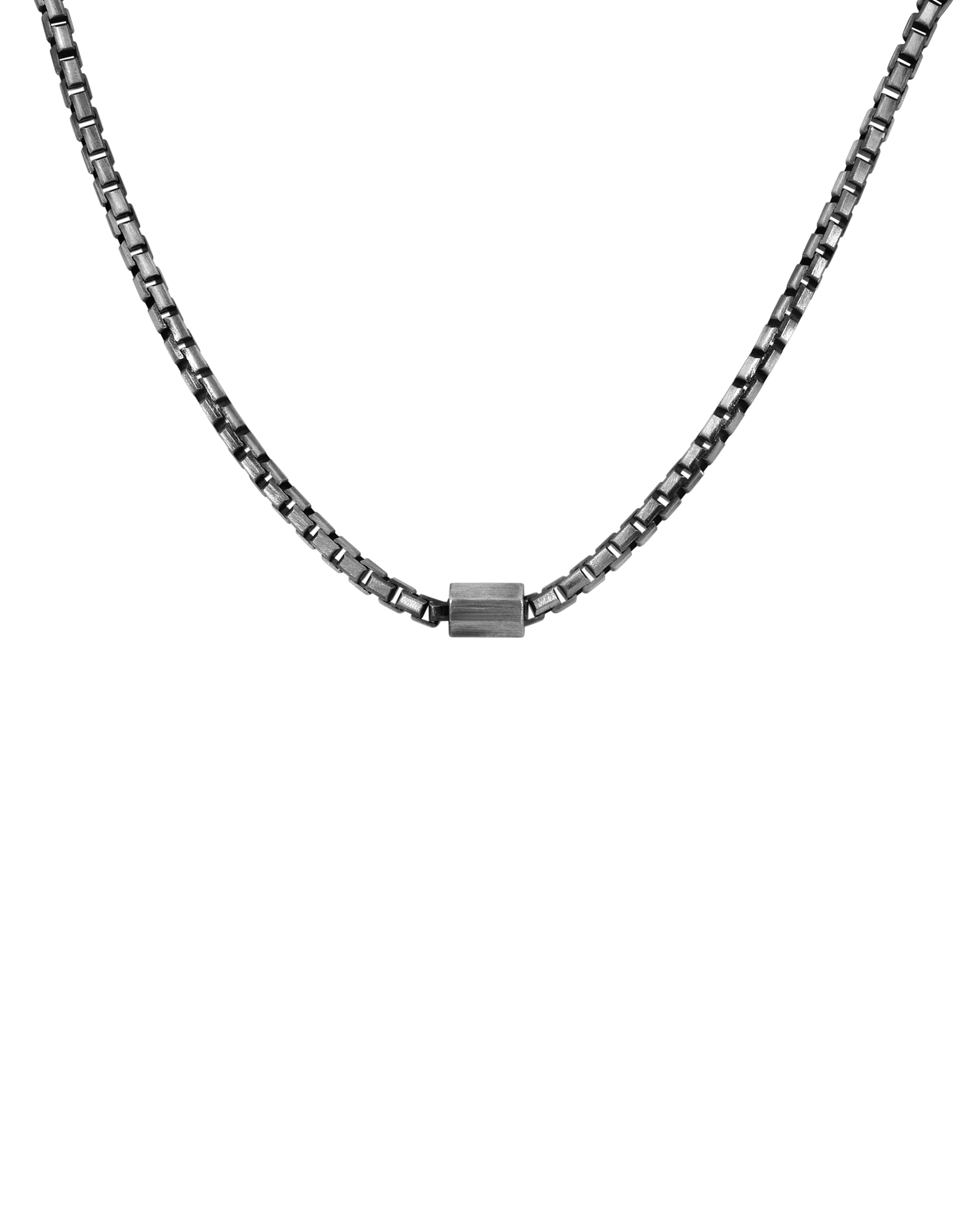 18" Brushed Gunmetal Box Chain | Silver