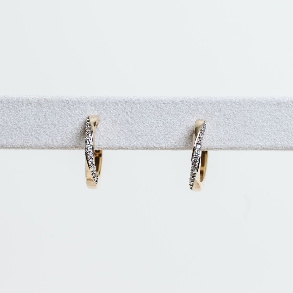 .20 Carat TW Diamond Crossover Hoop Earrings | 10KT Yellow Gold