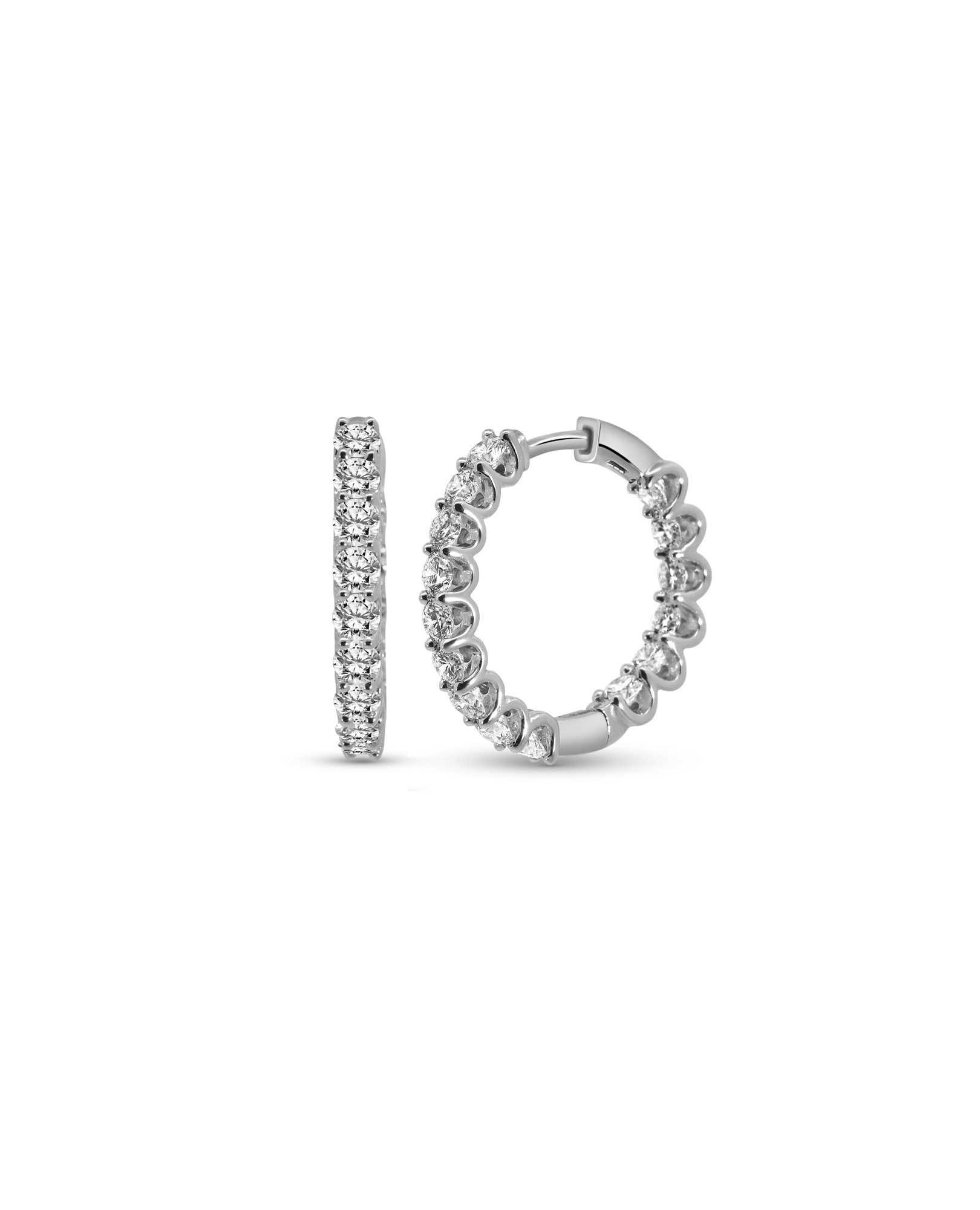 21MM Inside-out Hoop Earrings 2.00 Carat TW Lab-grown Diamonds | 14kt White Gold