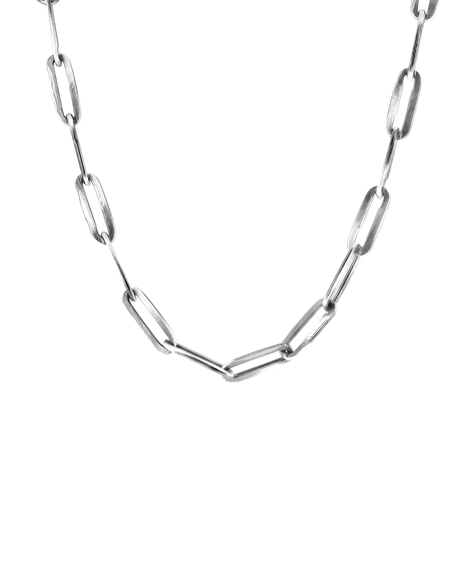 24" Brushed Gunmetal Paperclip Chain | Silver