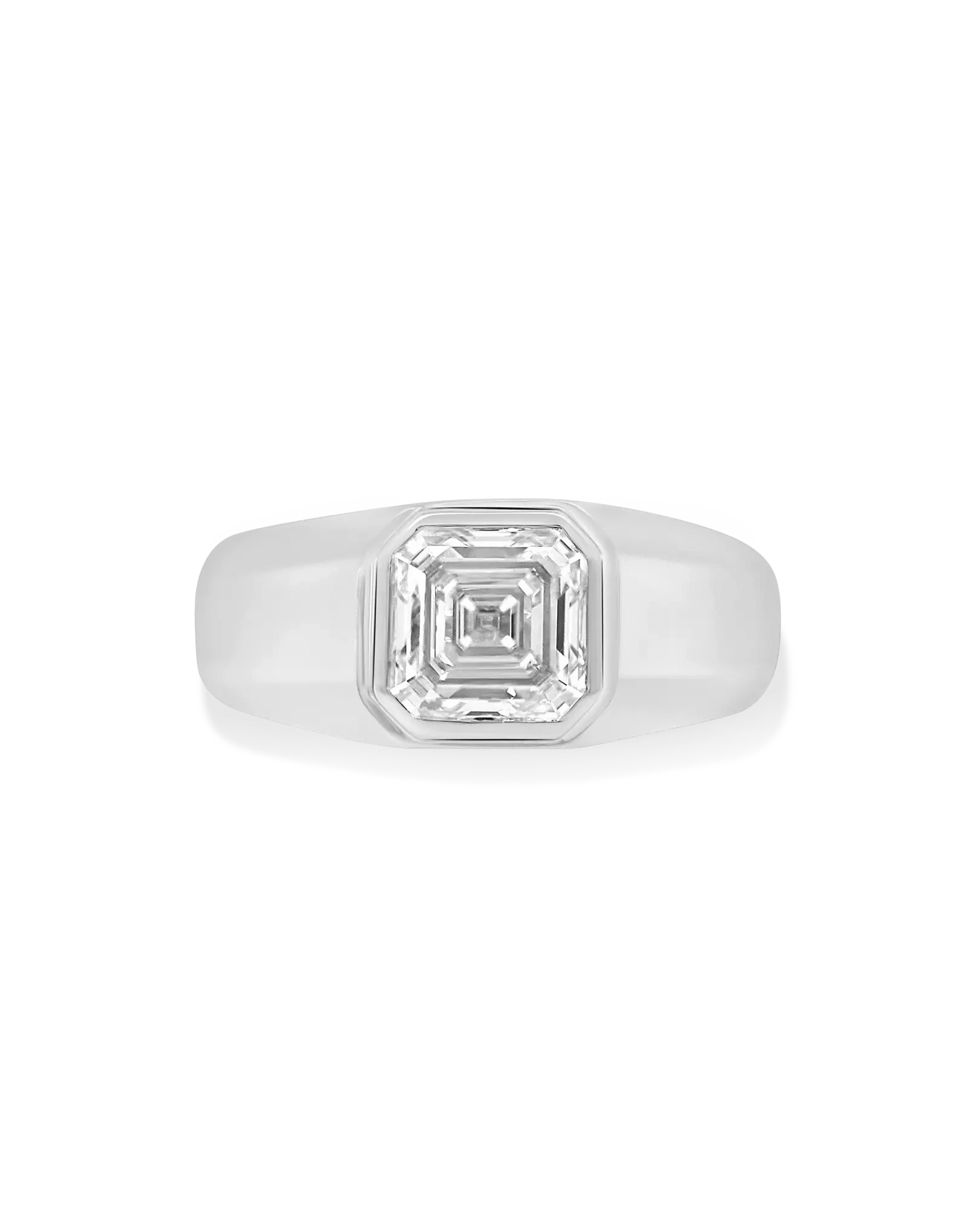 3.00 Carat Lab-grown Asscher Cut Men's Ring | 14kt White Gold