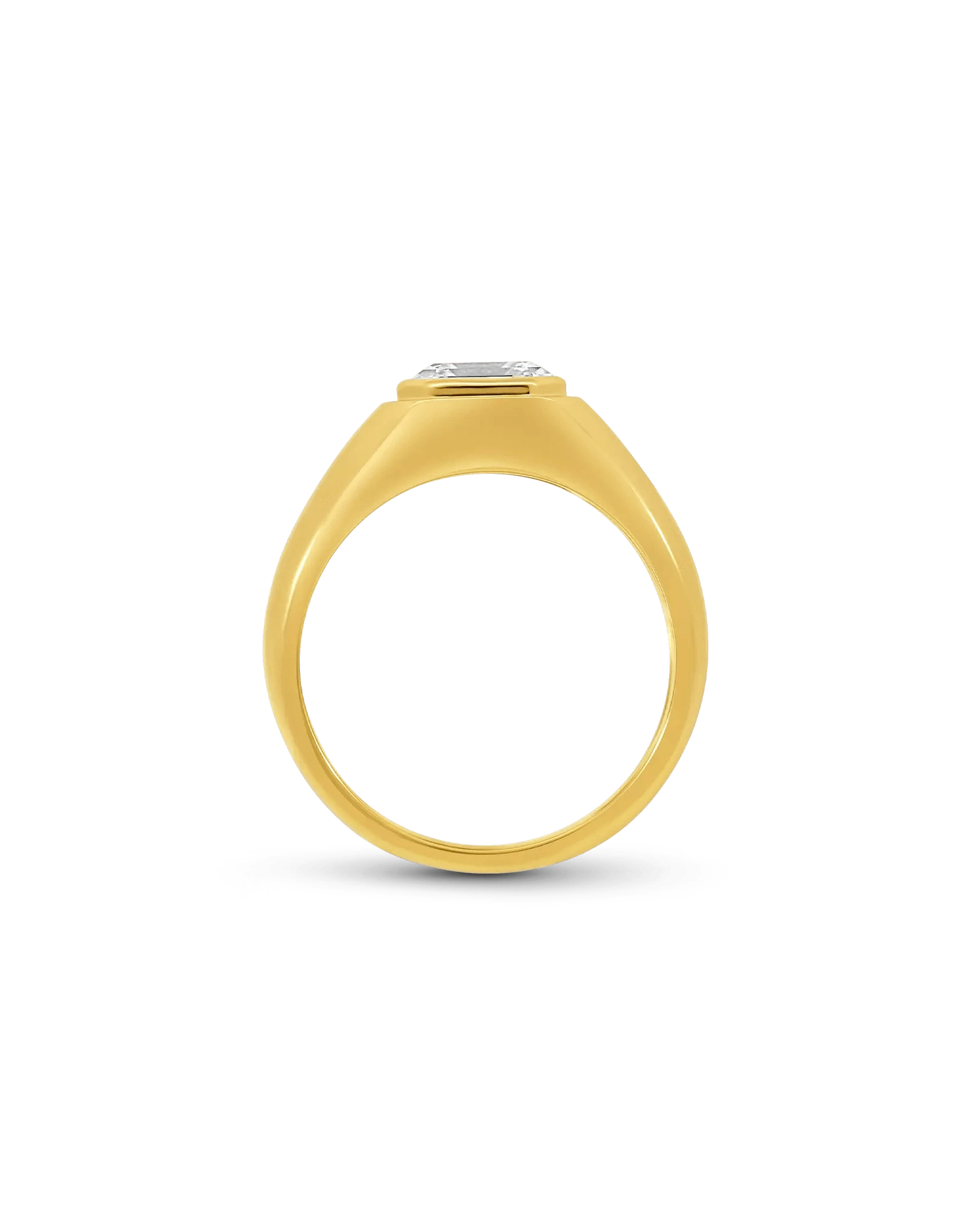 3.00 Carat Lab-grown Asscher Cut Men's Ring | 14kt Yellow Gold