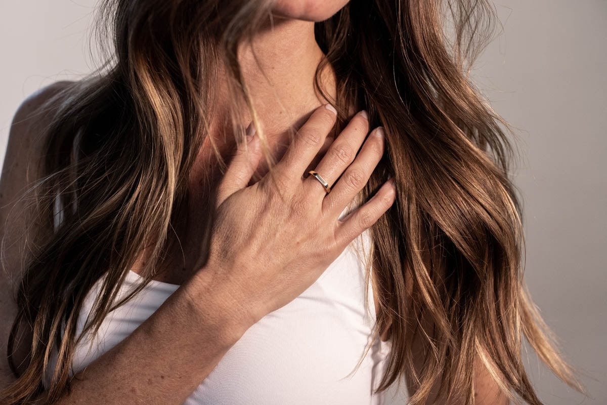 3MM Squared Dome Slim Signet Ring | 10kt Yellow Gold