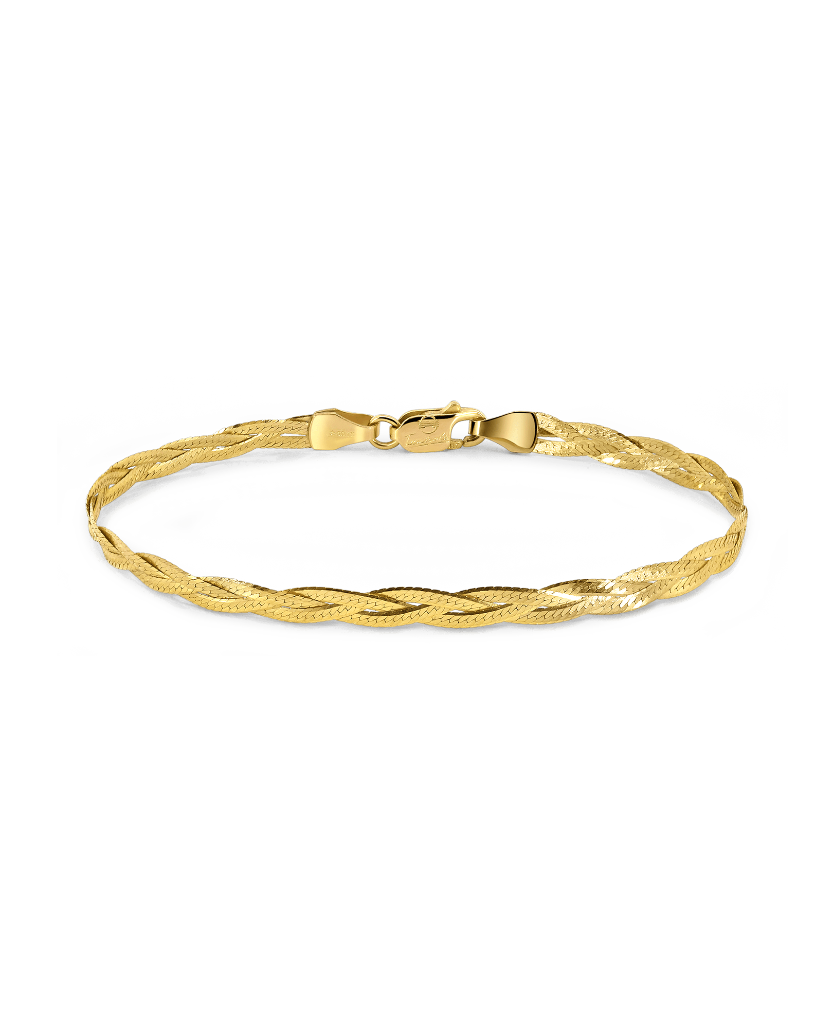 6.5" 3MM Braided Herringbone bracelet | 10kt Yellow Gold