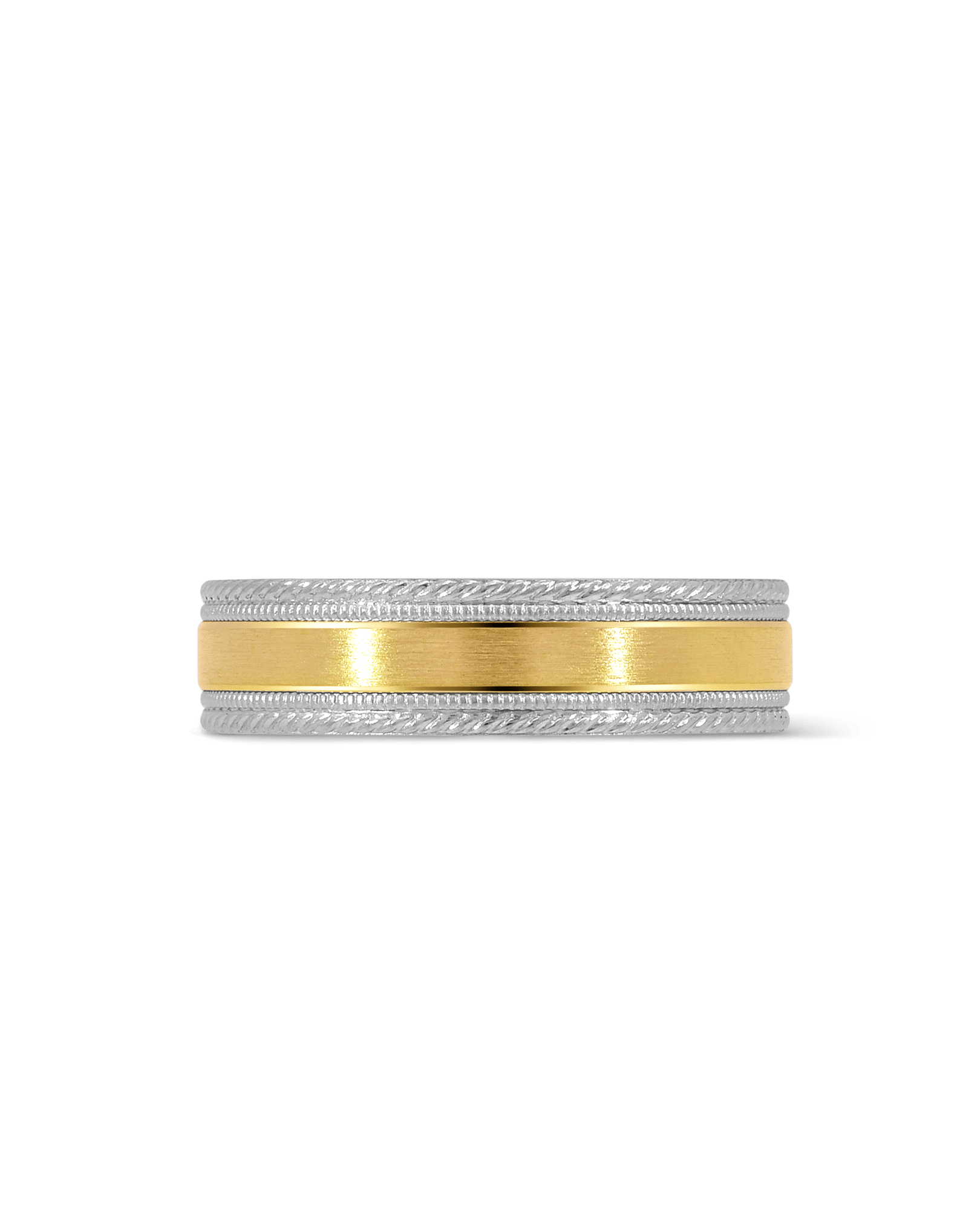 6MM Wedding band | 10kt White & Yellow Gold