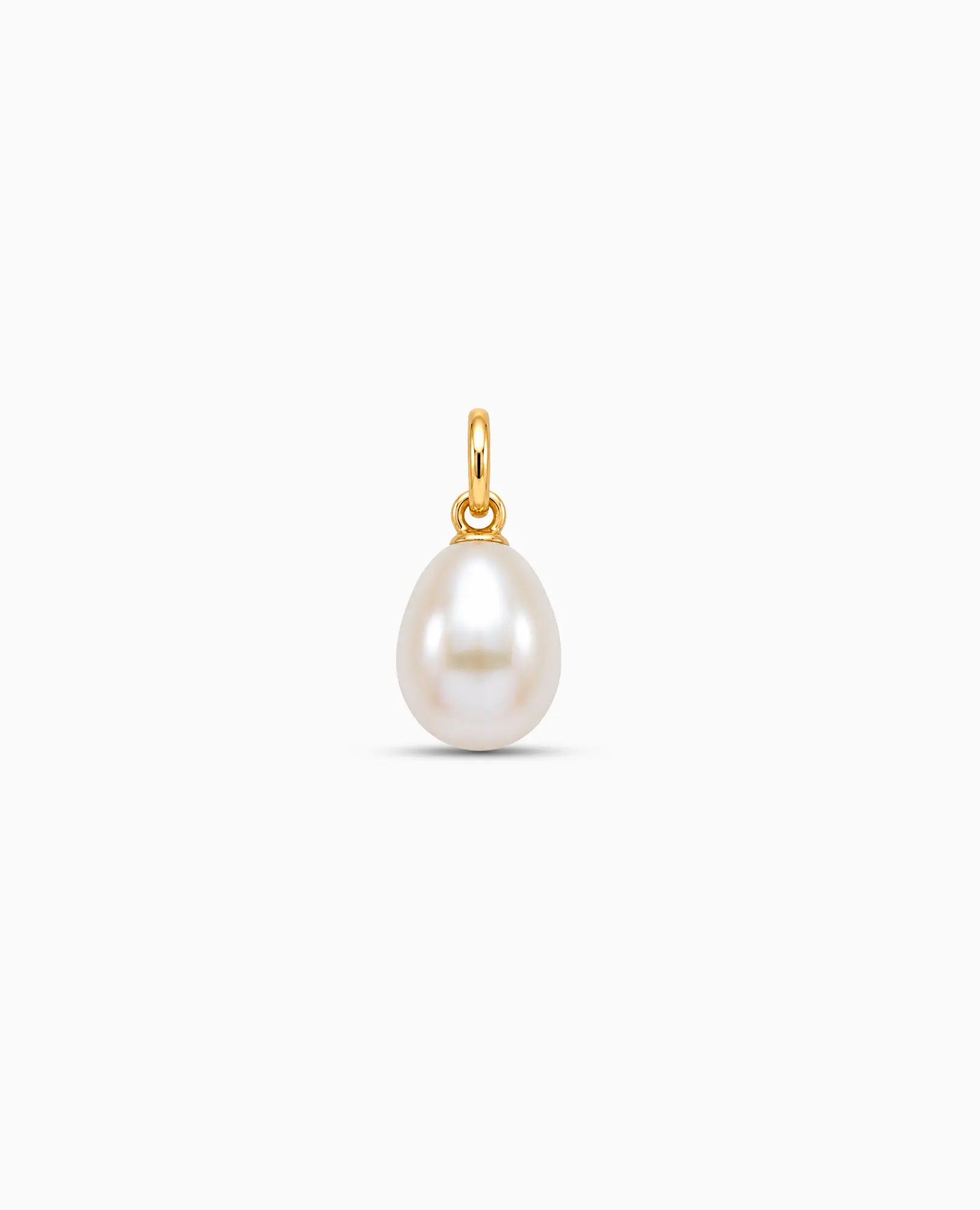 White Freshwater Pearl Pendant Charm | 10kt Yellow Gold