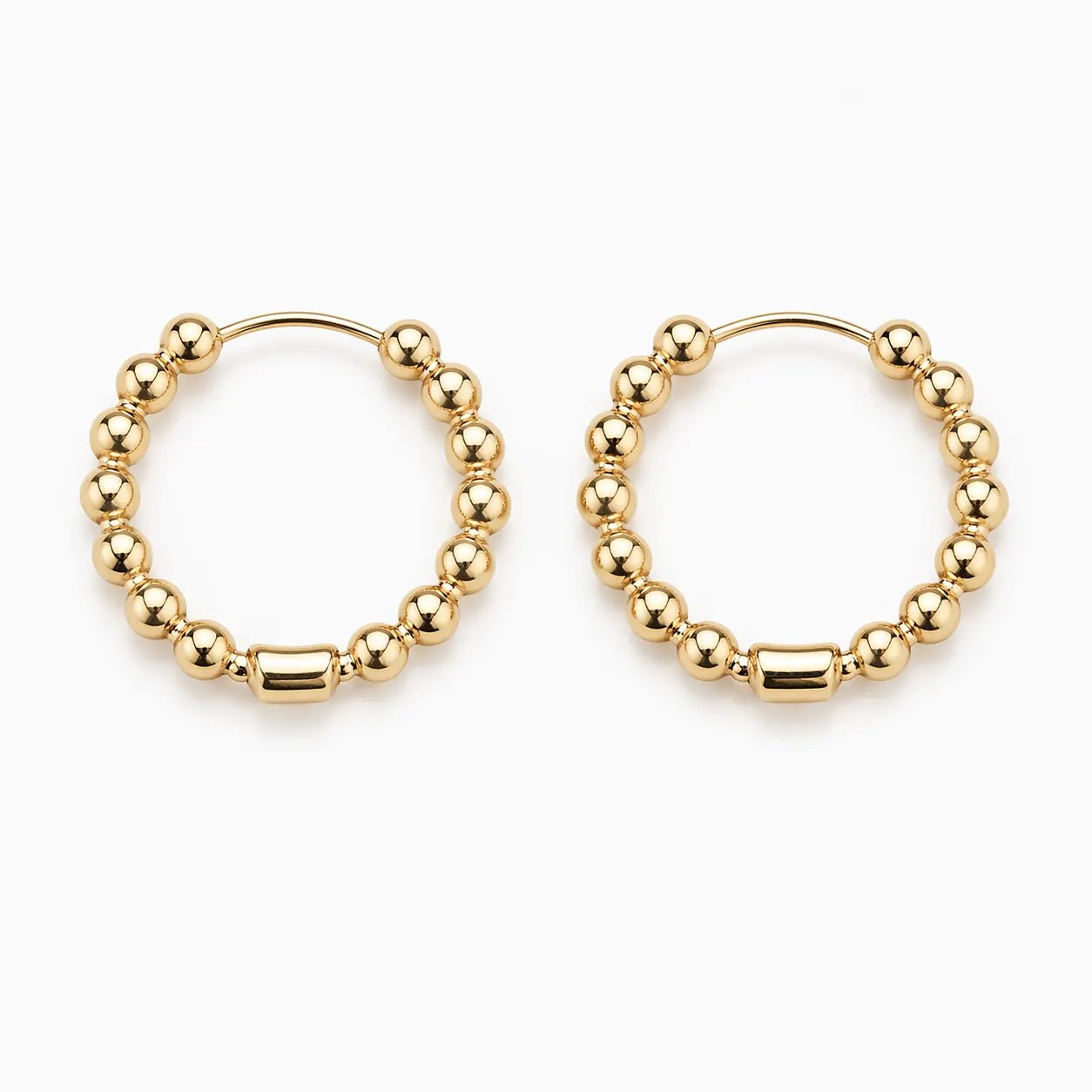 Beaded Hoop Earrings | 10kt Yellow Gold