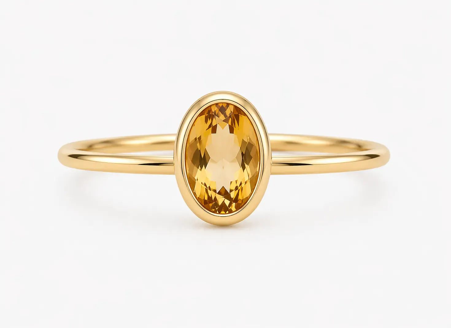Bezel Citrine Ring with Chain | 10kt Yellow Gold