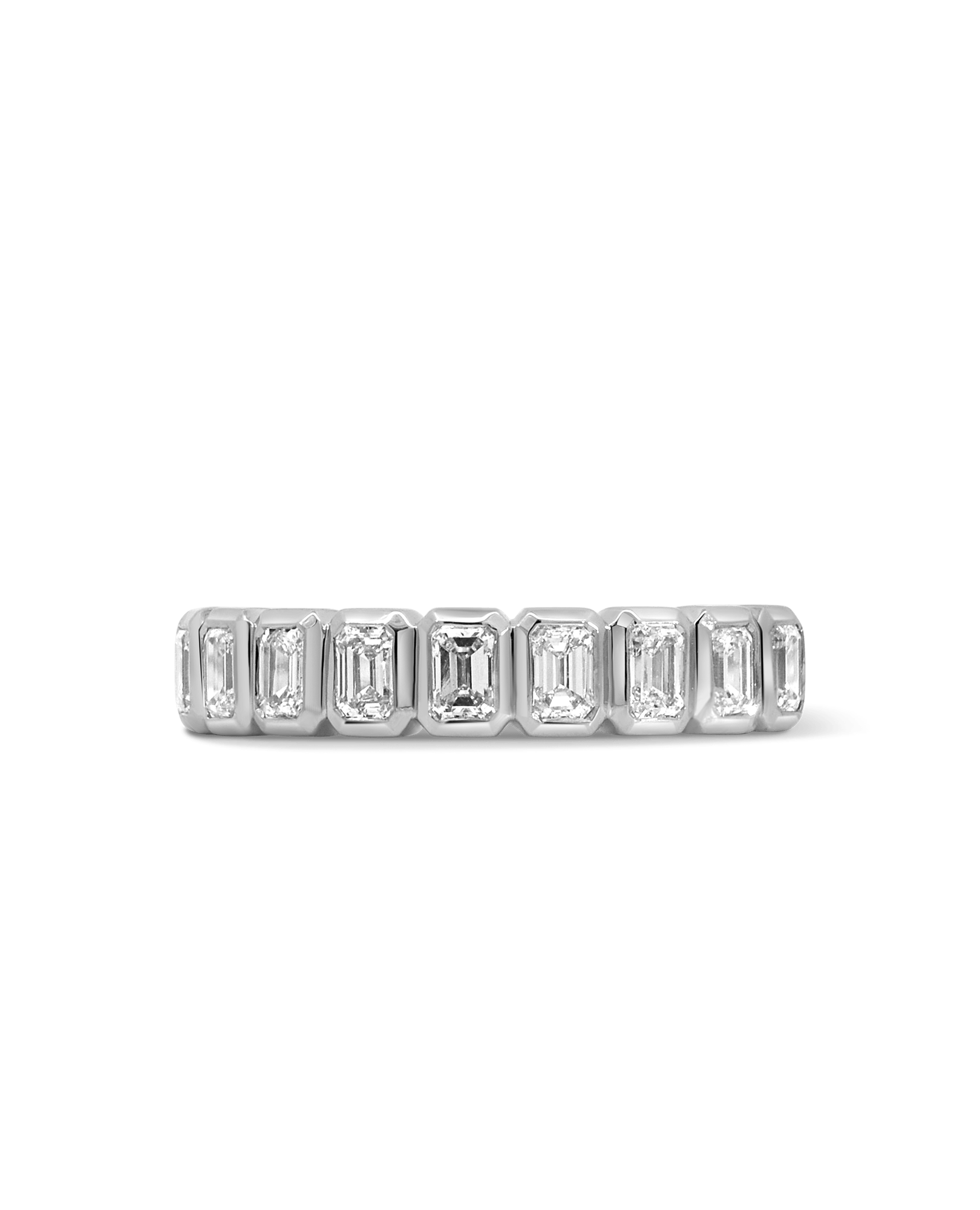 Bezel Emerald Cut Wedding band 1.00 Carat TW Lab-grown Diamond | 14kt White Gold