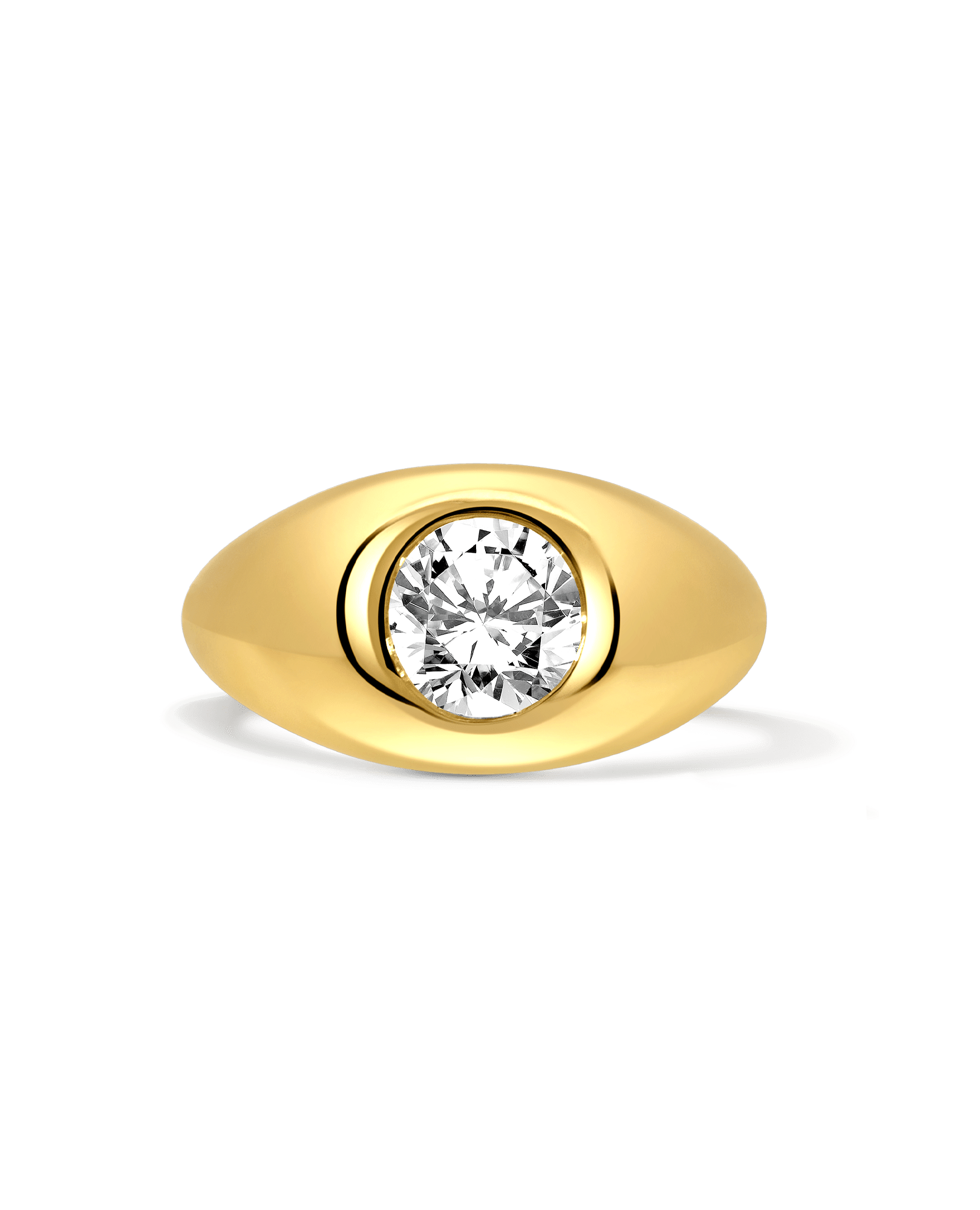 Bezel Engagement Ring 2.09 Carat Lab-grown Round Brilliant Diamond | 14kt Yellow Gold