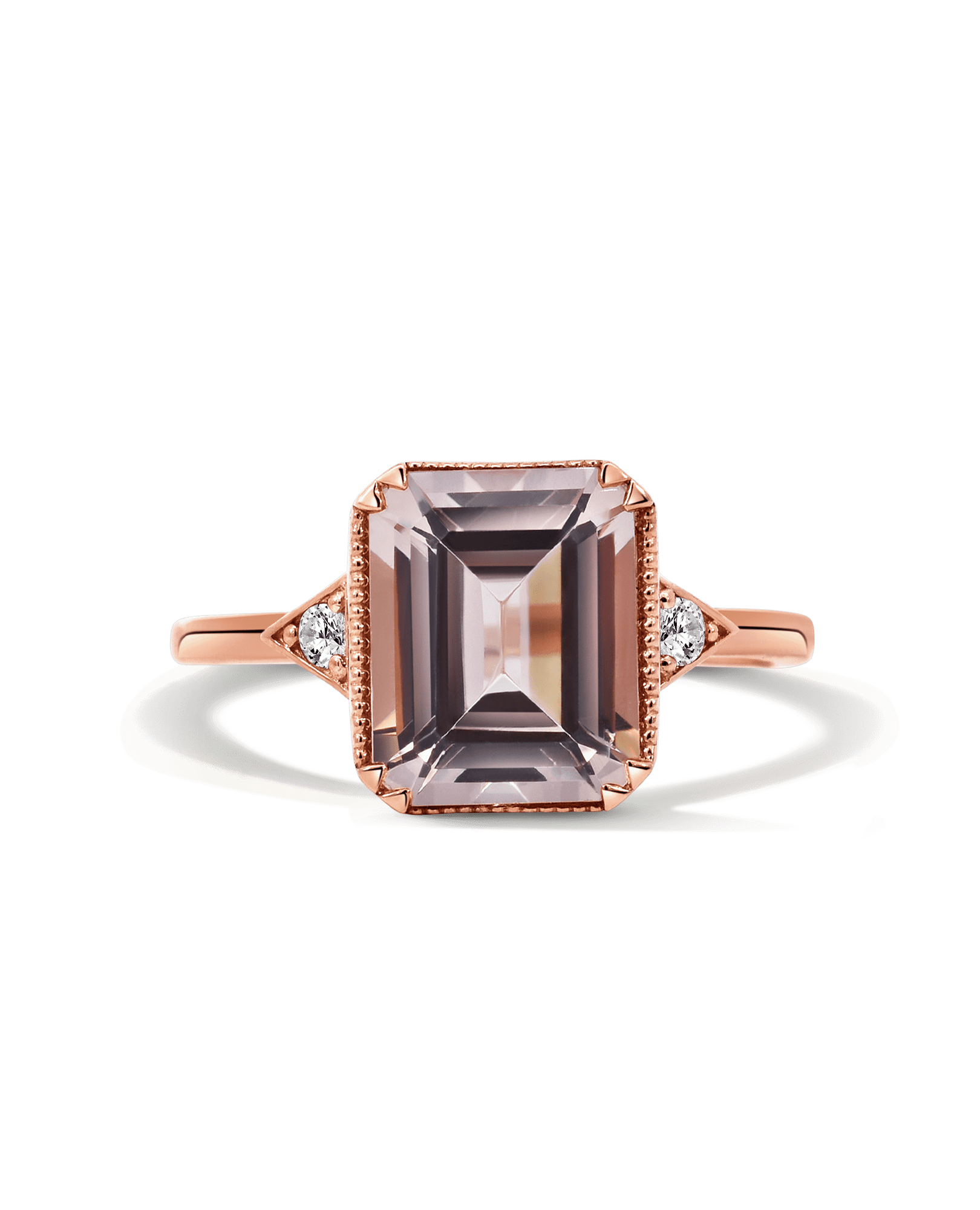 Bezel Morganite Ring & .06 Carat TW Diamond | 14kt Rose Gold