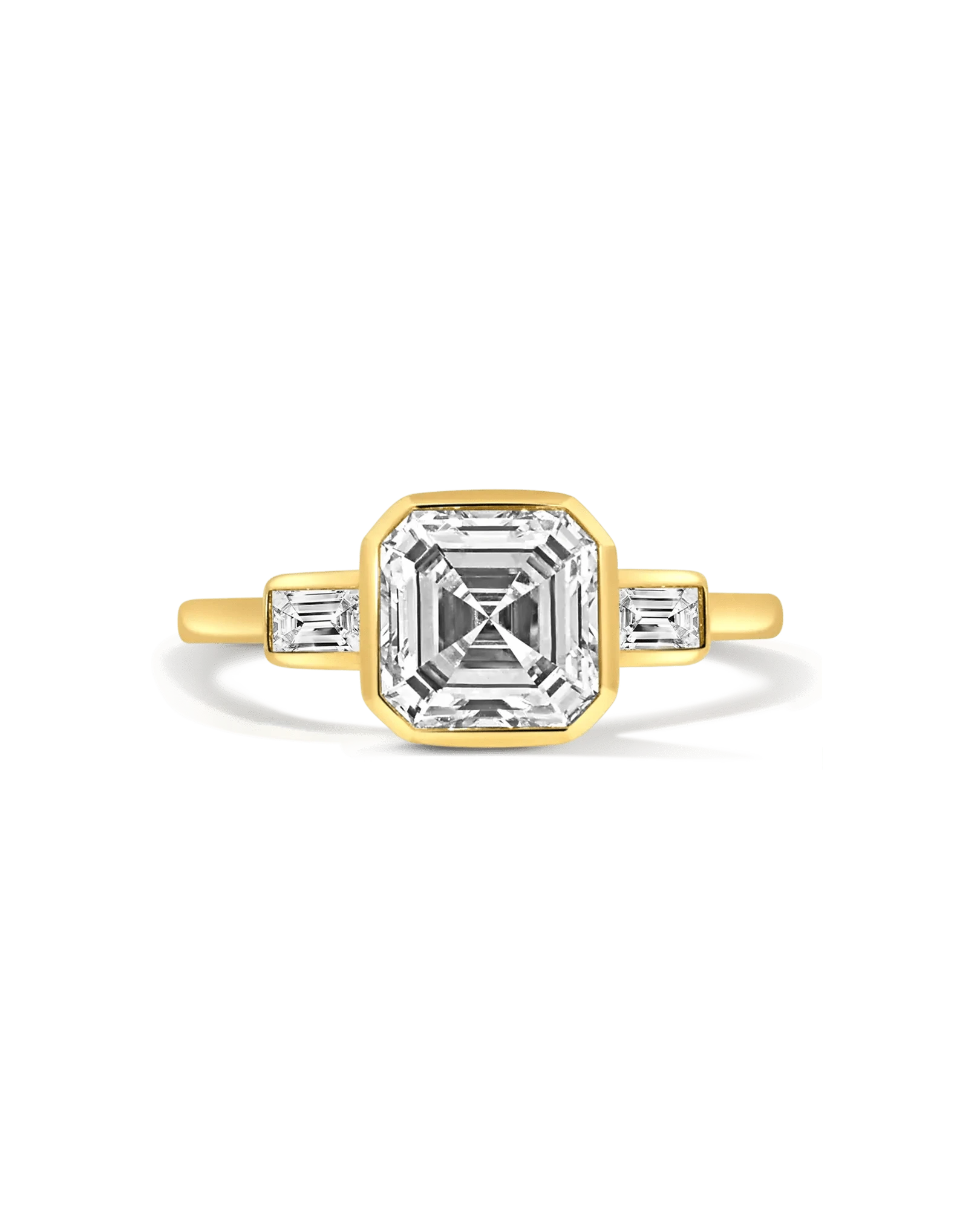 Bezel Engagement Ring 2.24 Carat TW Lab-grown Square Emerald Diamond | 14kt Yellow Gold
