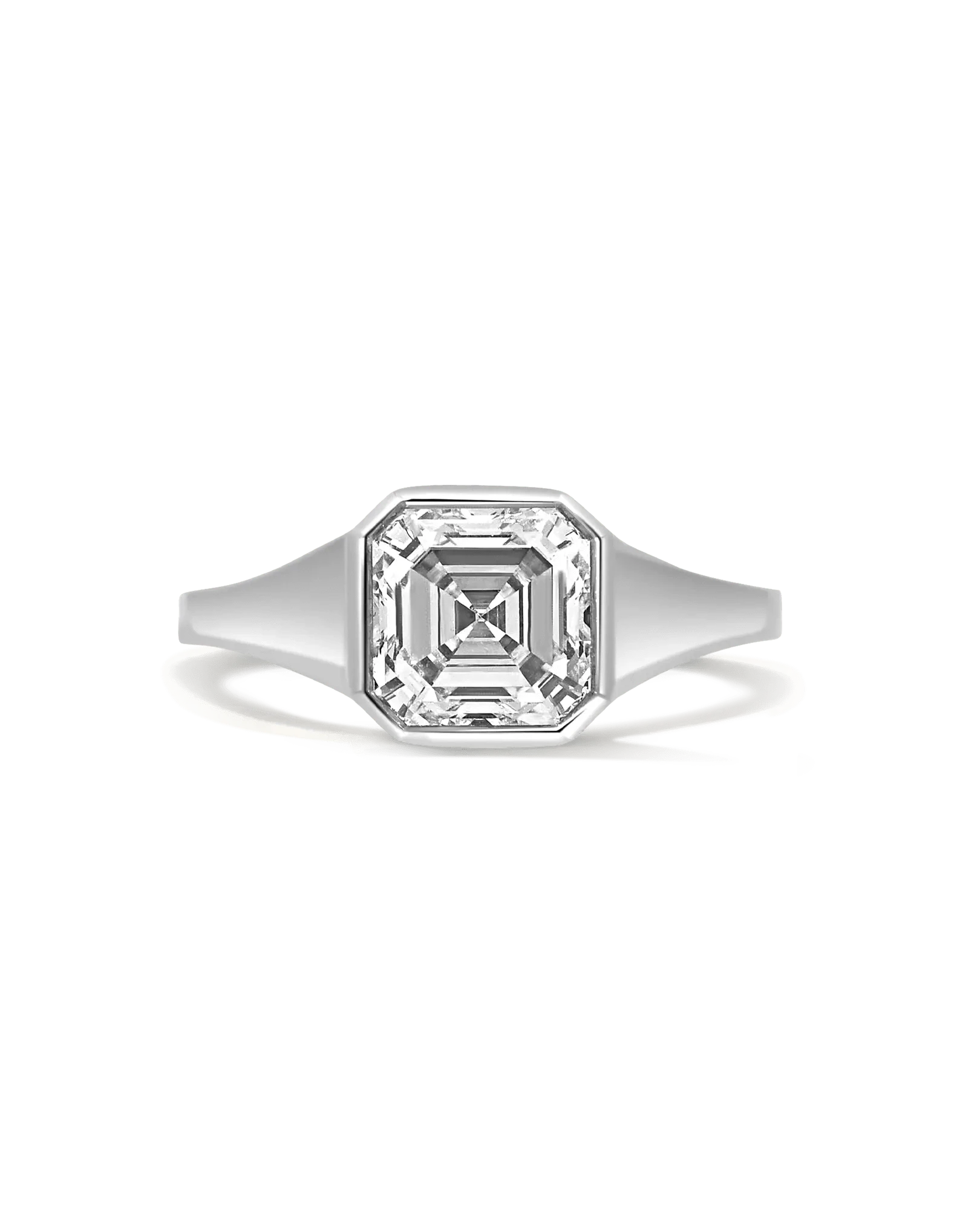 Bezel Engagement Ring 2.50 Carat Lab-grown Square Emerald Diamond | 14kt White Gold
