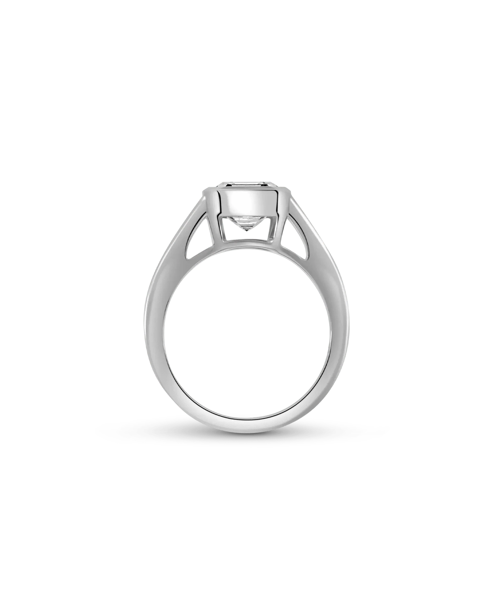 Bezel Engagement Ring 2.50 Carat Lab-grown Square Emerald Diamond | 14kt White Gold
