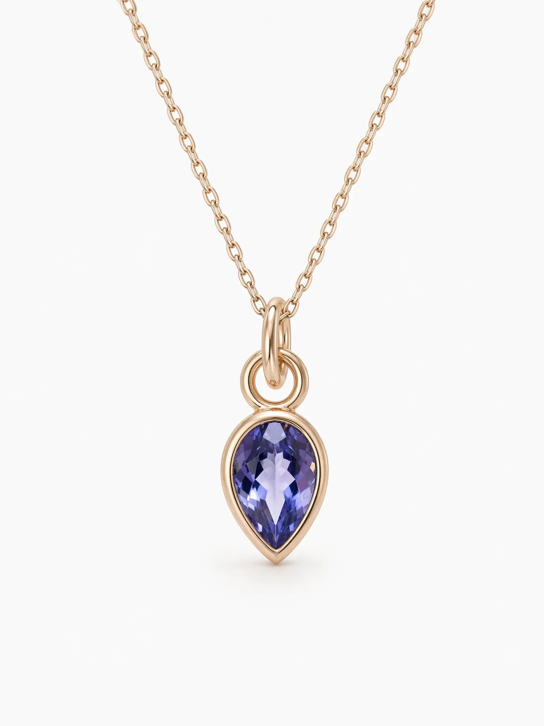 Bezel Tanzanite Pendant with Chain | 10kt Yellow Gold