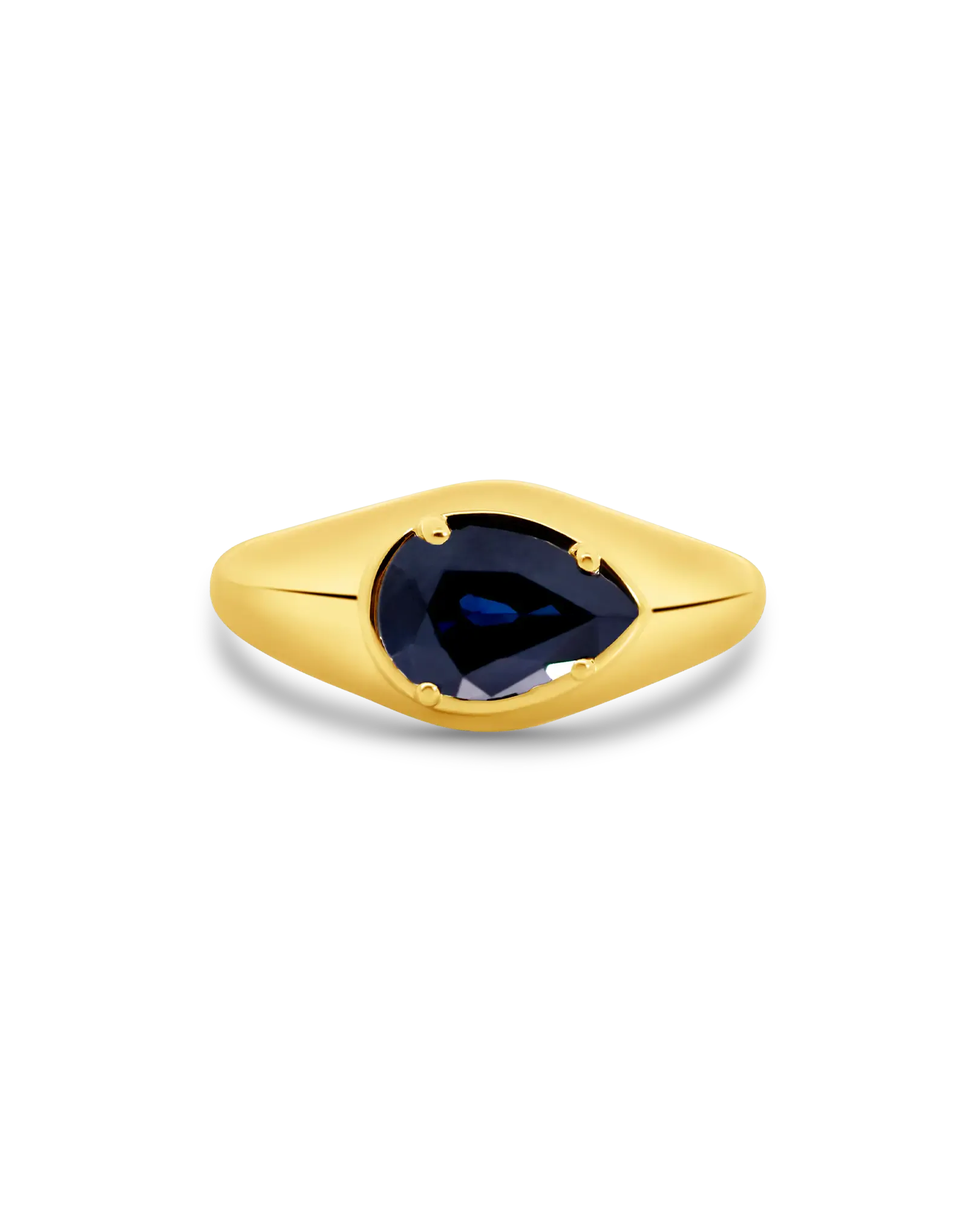 Blue Sapphire Pear Shape Ring | 14kt Yellow Gold