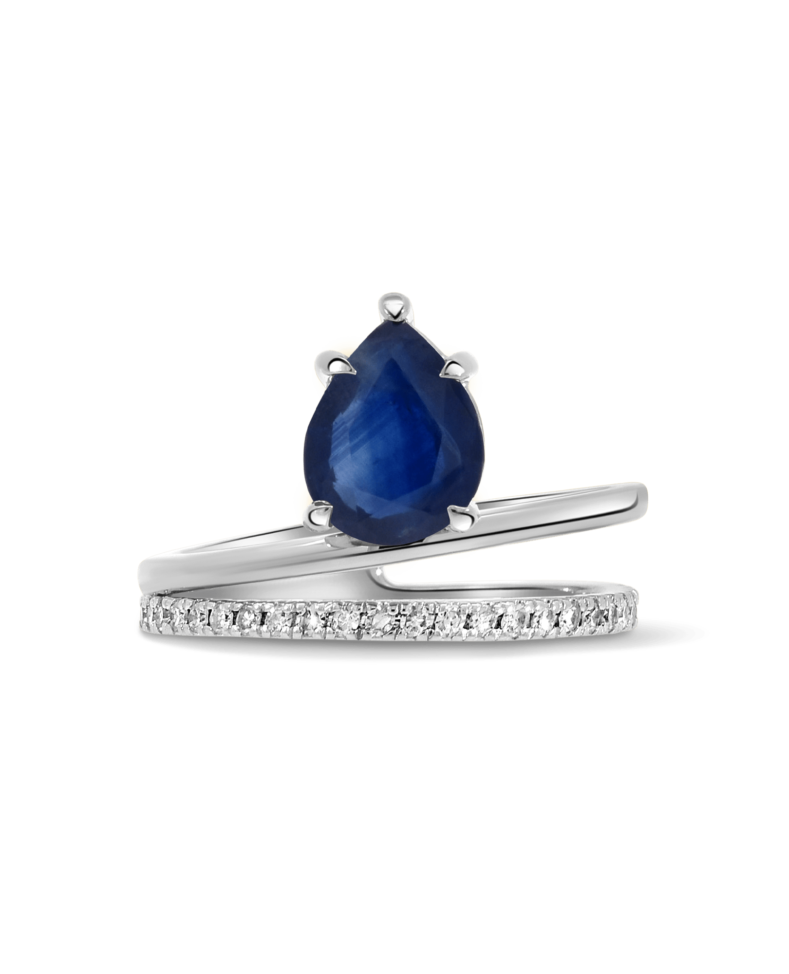 Blue Sapphire Ring & .20 Carat TW Diamond | 14kt White Gold