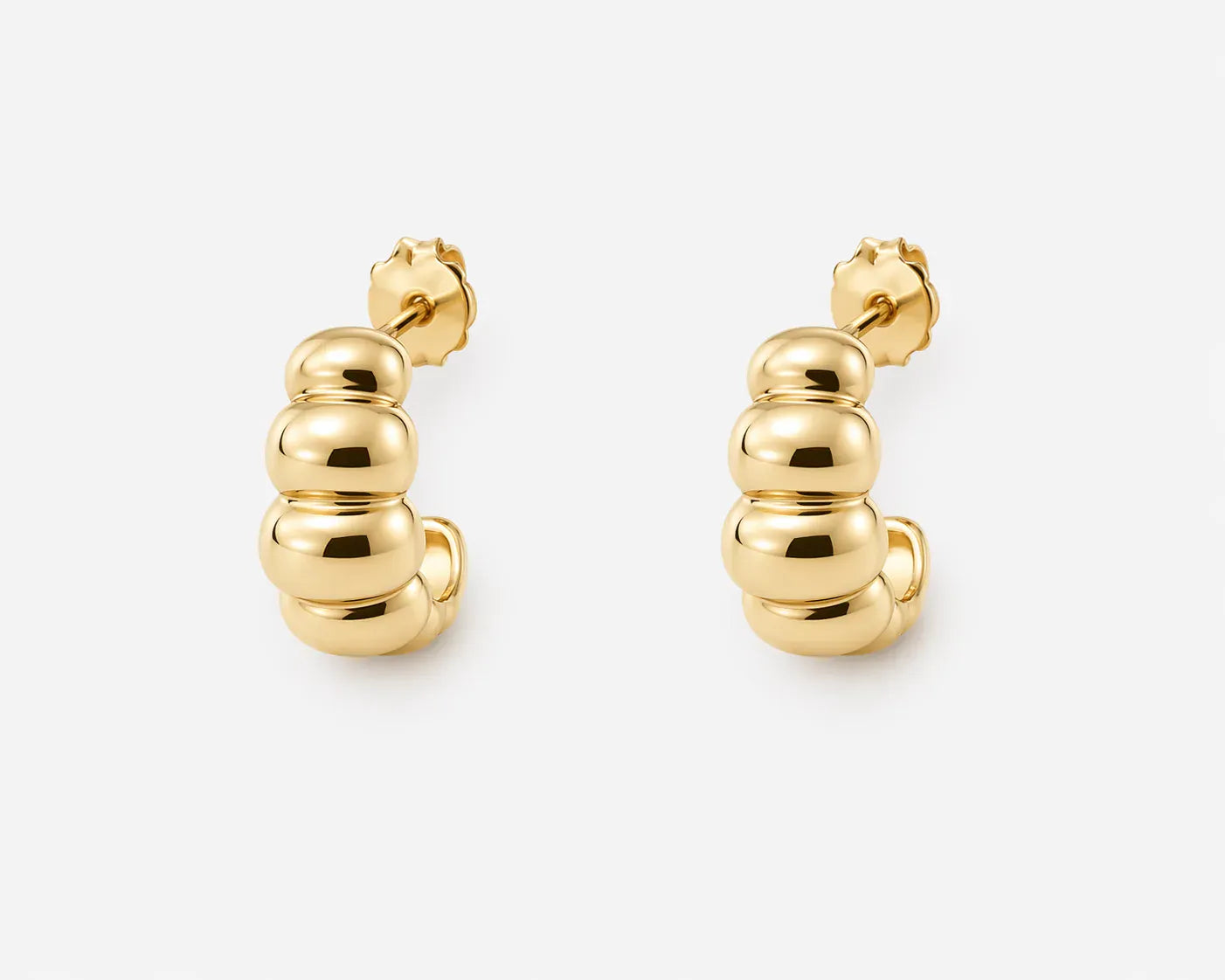 Bobble J-Hoop Earrings | 14kt Yellow Gold