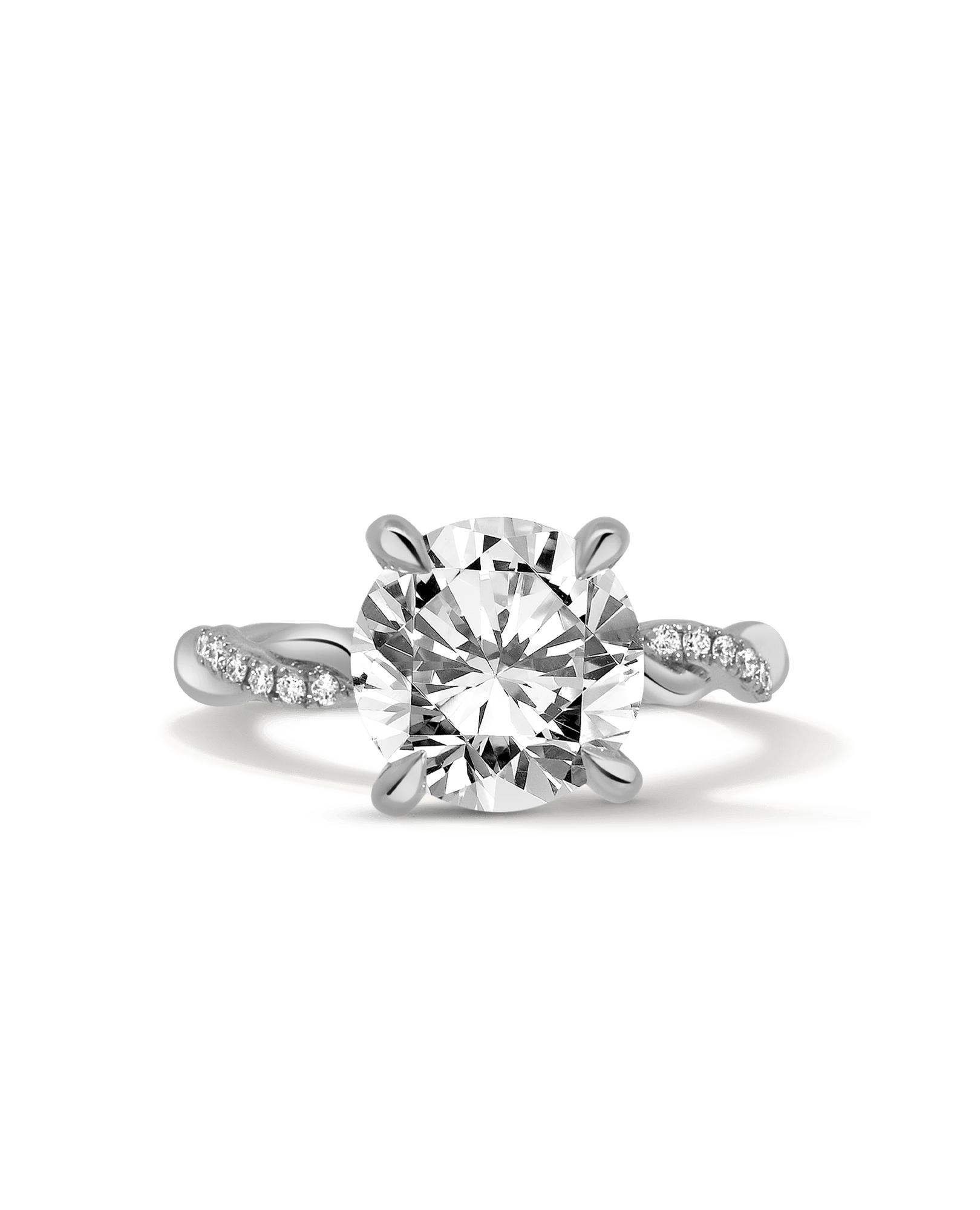 Braided Band Solitaire Engagement Ring 3.18 Carat TW Lab-grown Round Brilliant Diamond | 14kt White Gold