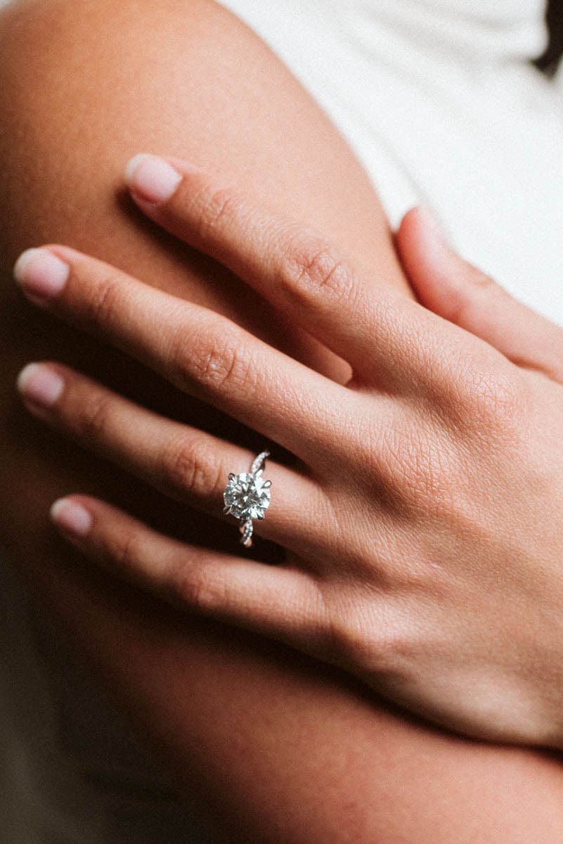 Braided Band Solitaire Engagement Ring 3.18 Carat TW Lab-grown Round Brilliant Diamond | 14kt White Gold