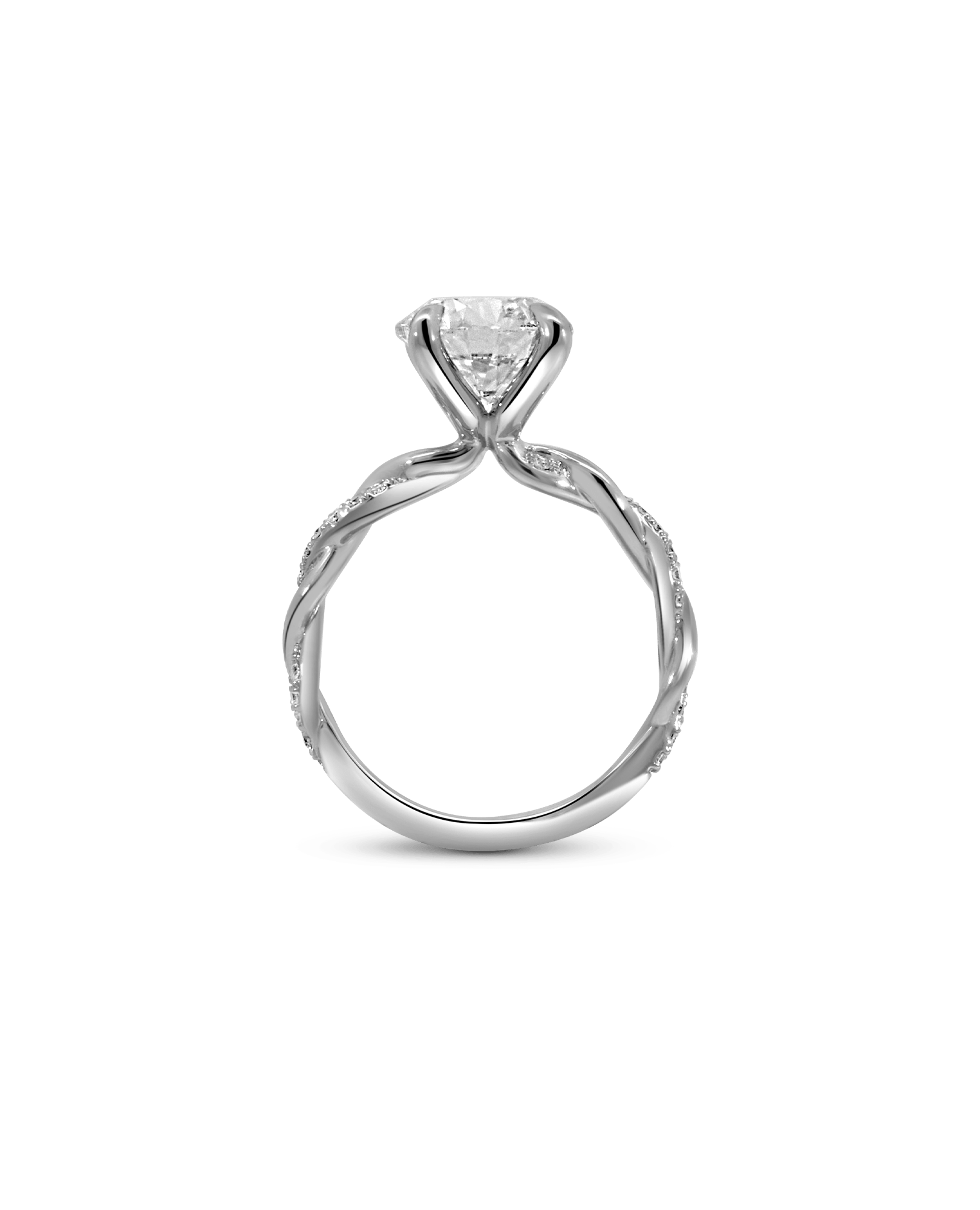 Braided Band Solitaire Engagement Ring 3.18 Carat TW Lab-grown Round Brilliant Diamond | 14kt White Gold