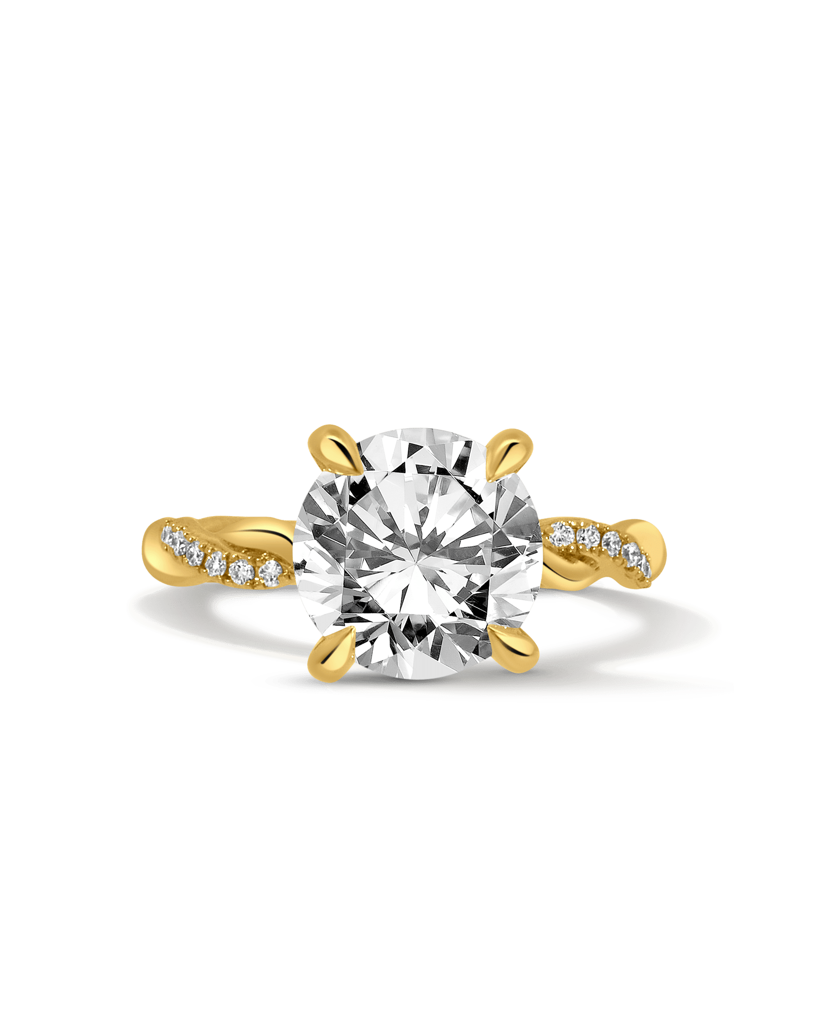 Braided Band Solitaire Engagement Ring 3.70 Carat TW Lab-grown Round Brilliant Diamond | 14kt Yellow Gold
