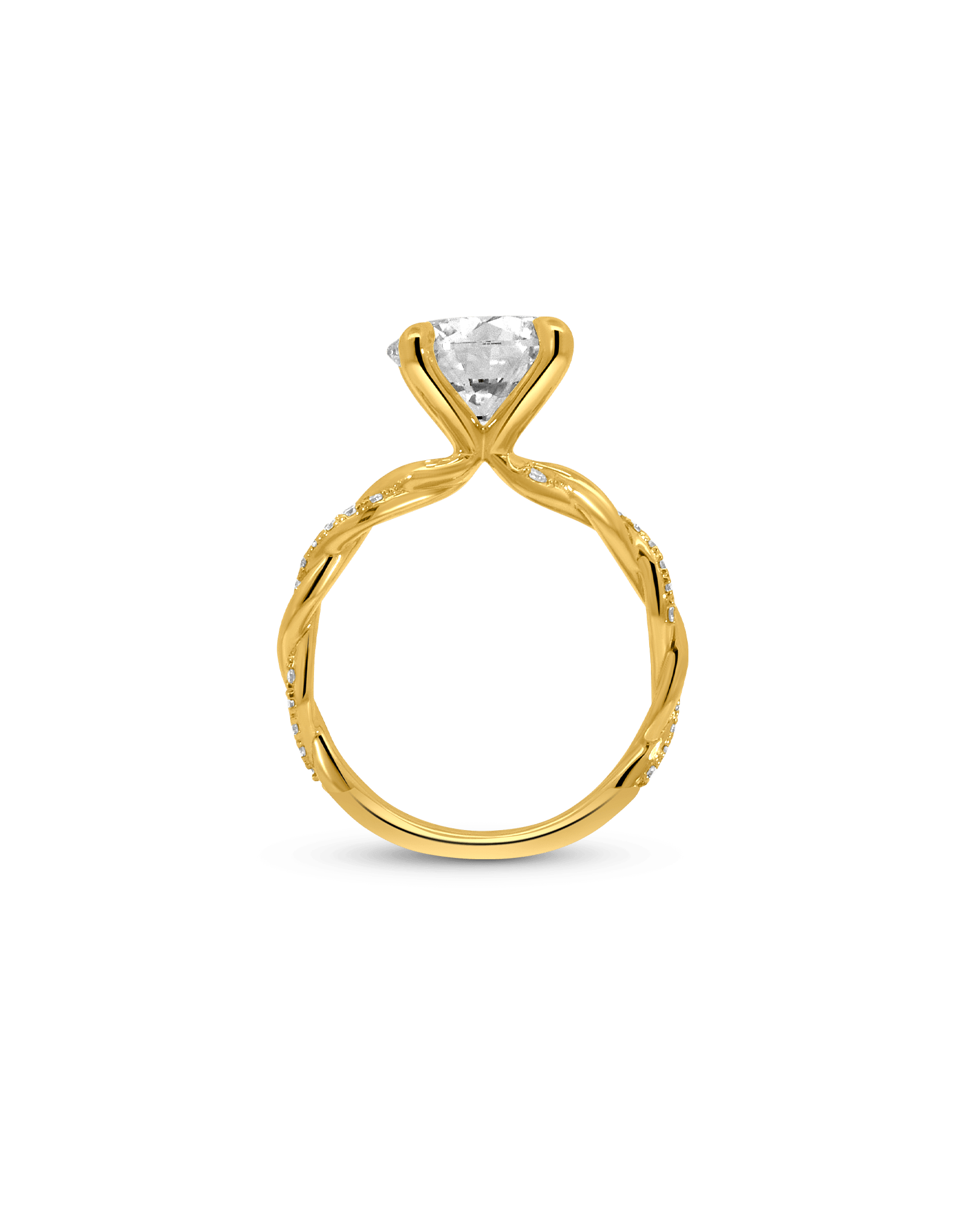 Braided Band Solitaire Engagement Ring 3.70 Carat TW Lab-grown Round Brilliant Diamond | 14kt Yellow Gold