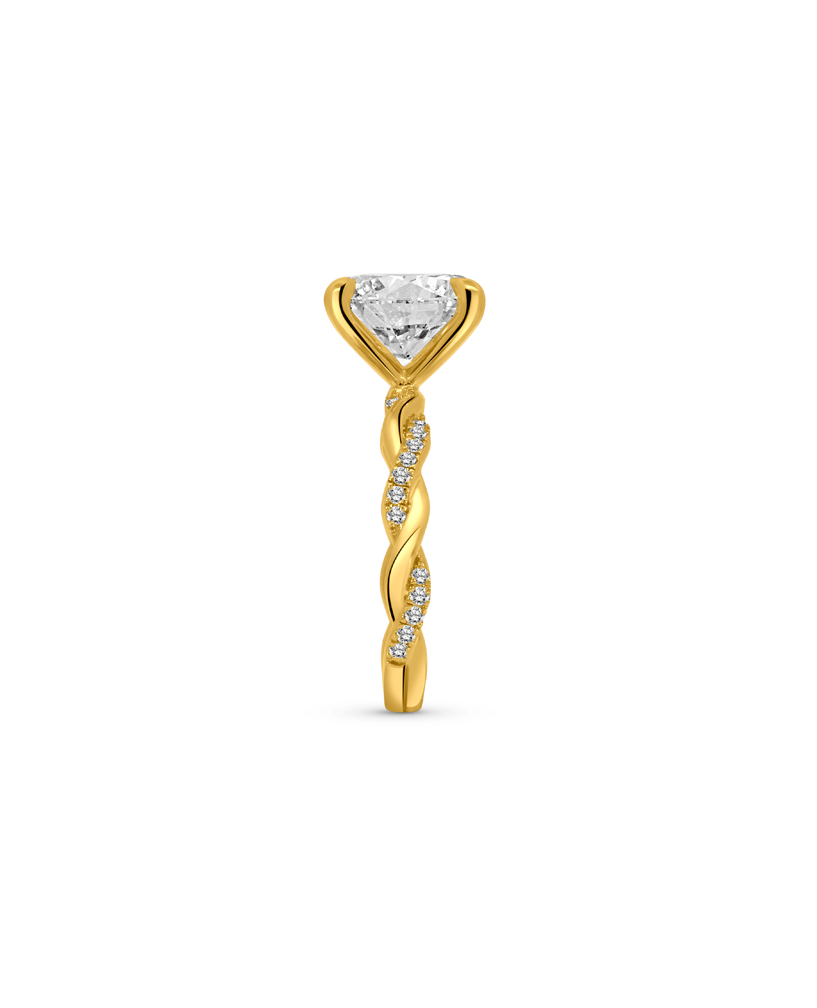 Braided Band Solitaire Engagement Ring 3.70 Carat TW Lab-grown Round Brilliant Diamond | 14kt Yellow Gold
