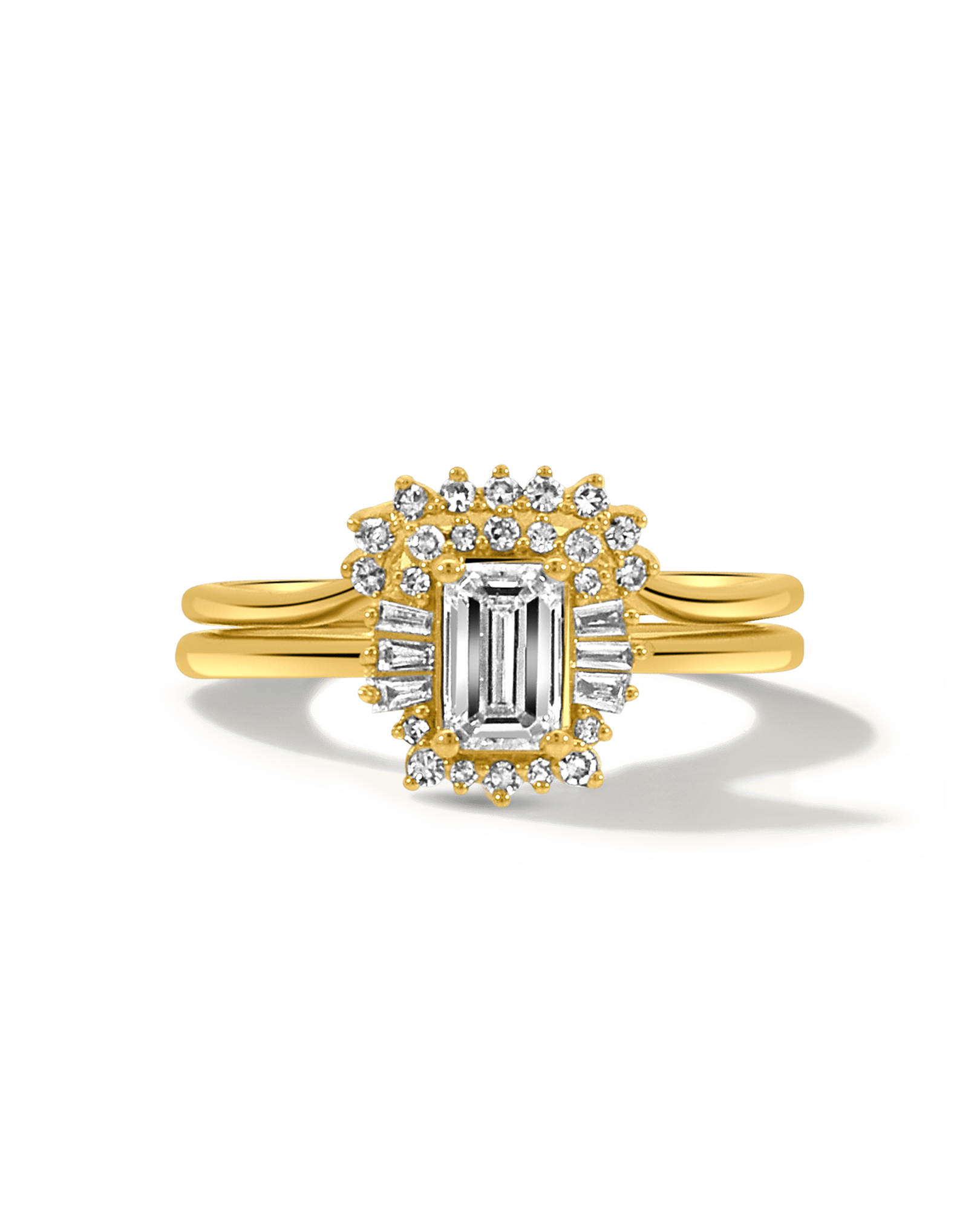 Bridal Set .70 Carat TW Emerald Cut Diamond | 14kt Yellow Gold