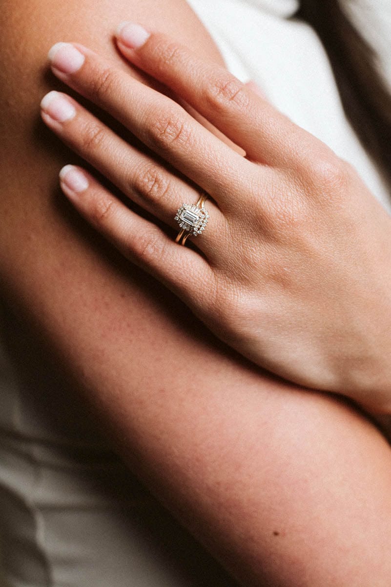 Bridal Set .70 Carat TW Emerald Cut Diamond | 14kt Yellow Gold