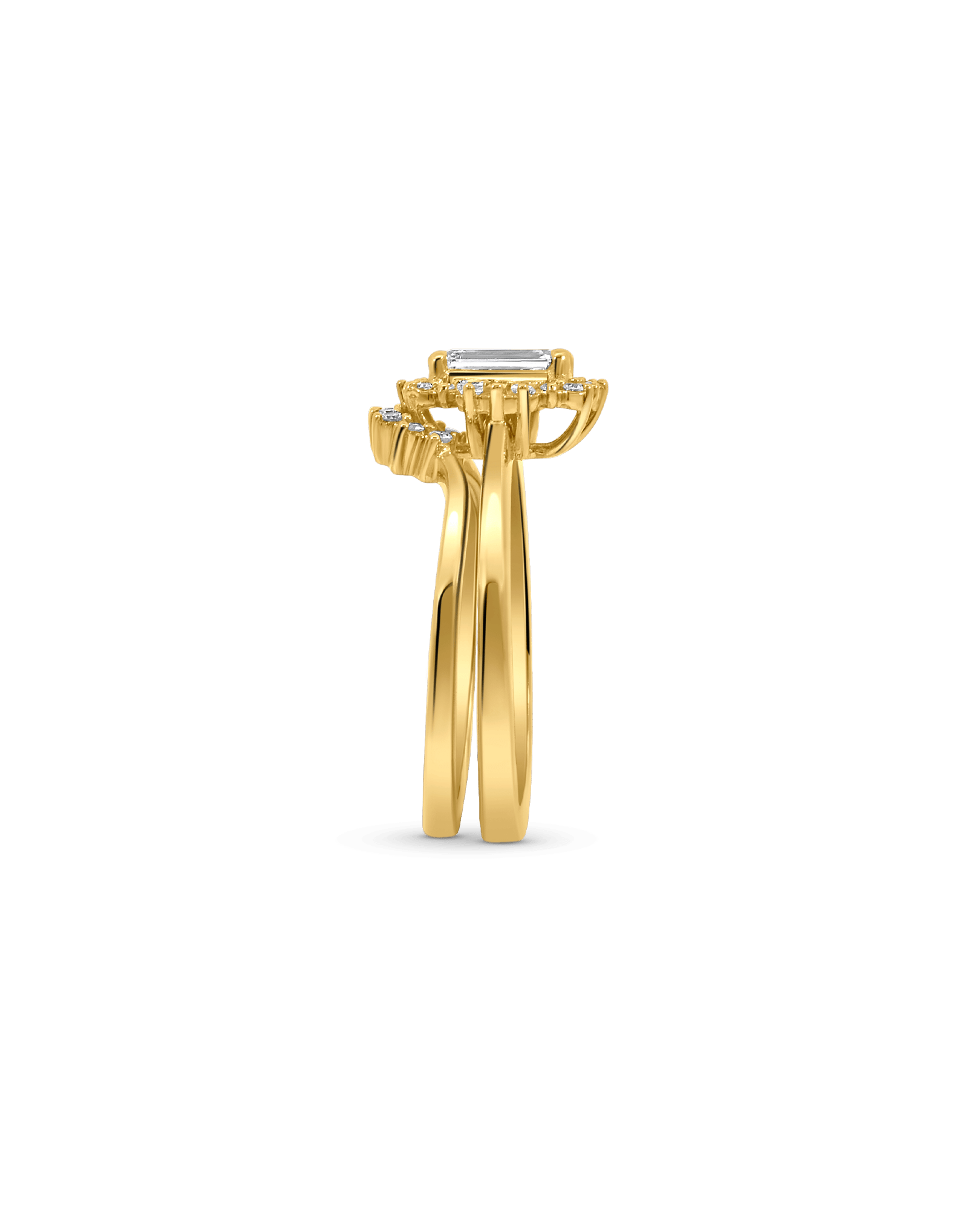 Bridal Set .70 Carat TW Emerald Cut Diamond | 14kt Yellow Gold