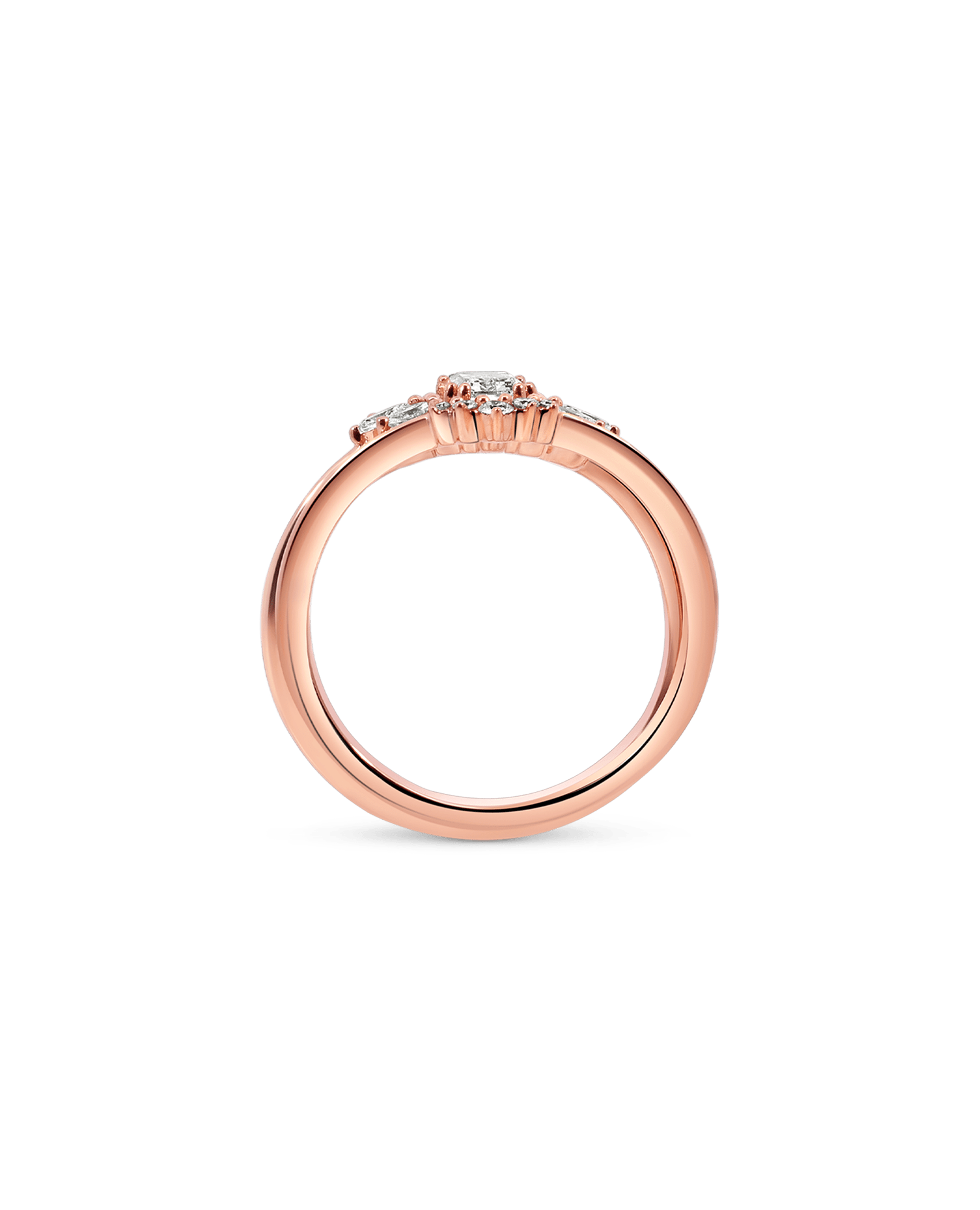 Bridal Set .75 Carat TW Emerald Cut Diamond | 14kt Rose Gold