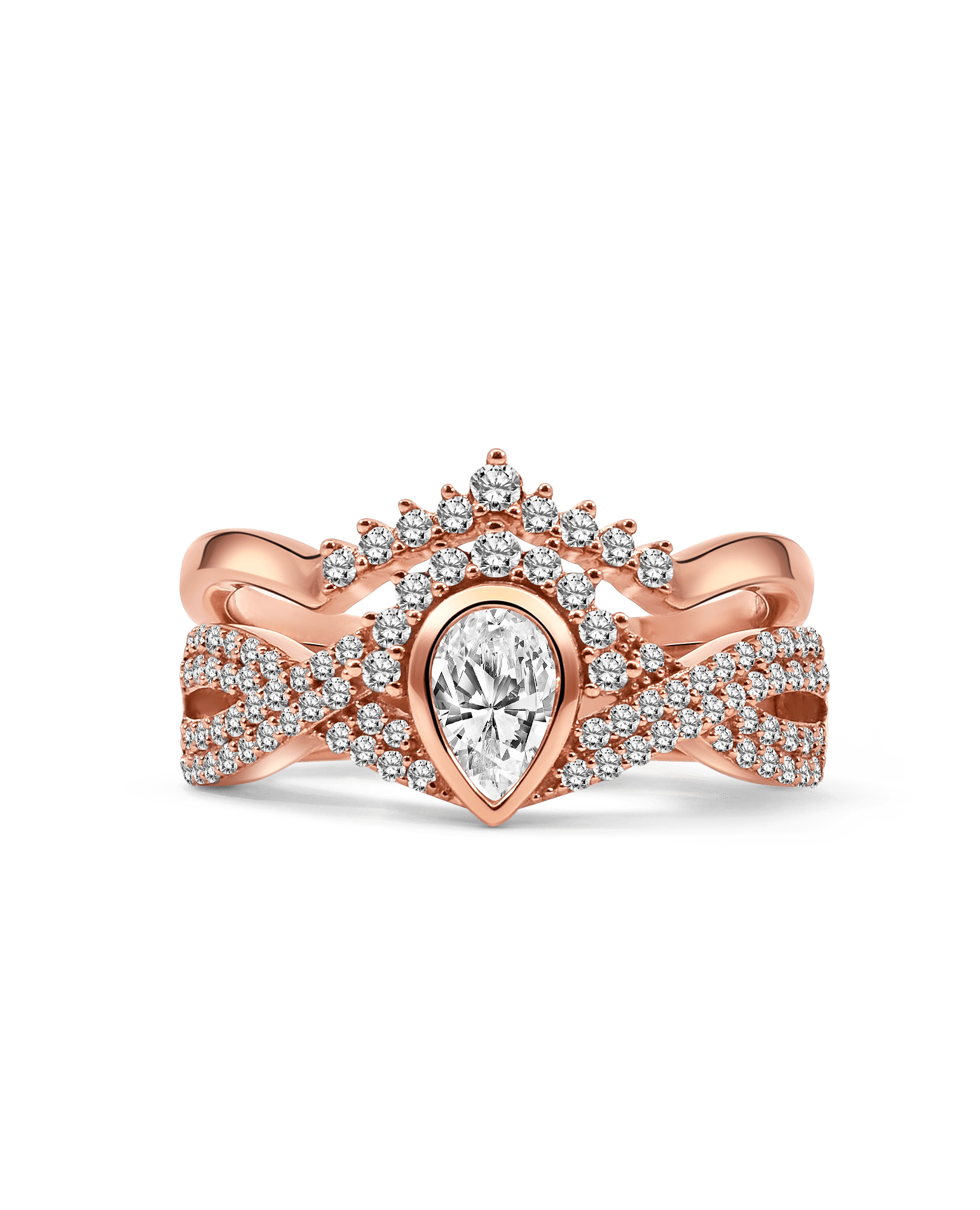 Bridal Set .82 Carat TW Pear Shaped Diamond | 14kt Rose Gold