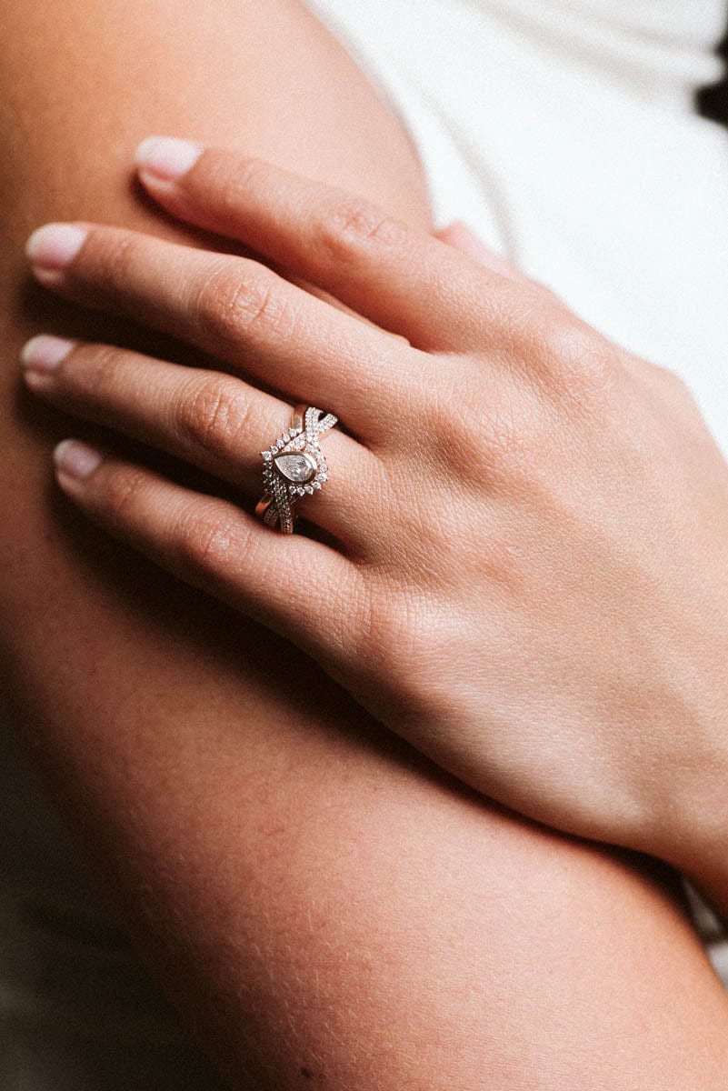 Bridal Set .82 Carat TW Pear Shaped Diamond | 14kt Rose Gold