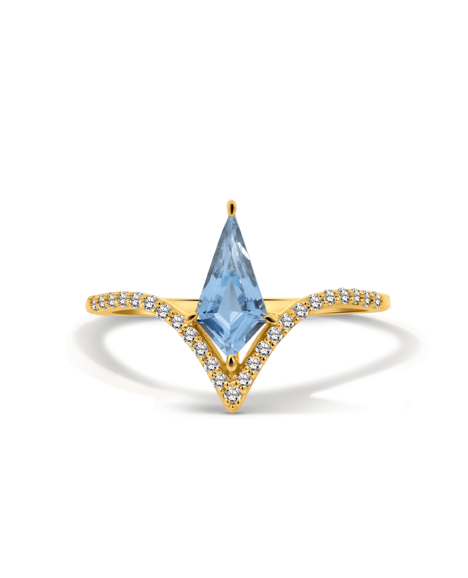 Chevron Aquamarine Ring & .13 Carat TW Diamond | 14kt Yellow Gold