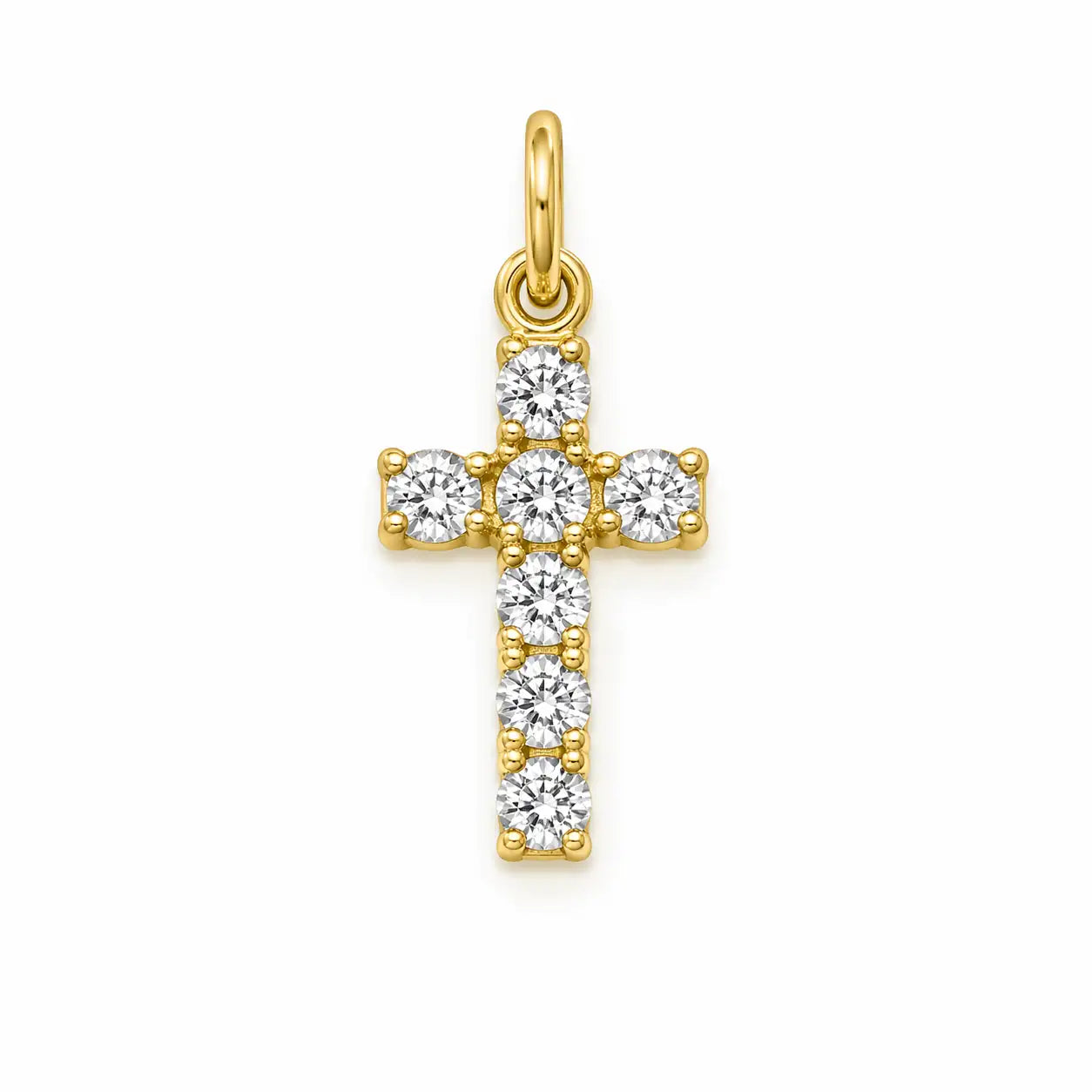 CZ Cross Pendant Charm | 10kt Yellow Gold