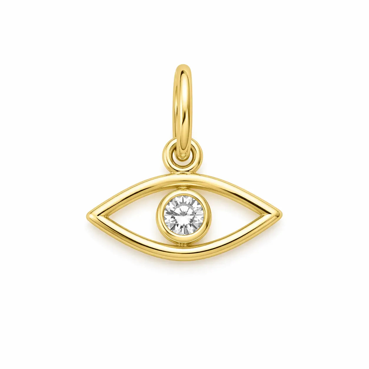 CZ Evil Eye Pendant Charm | 10kt Yellow Gold