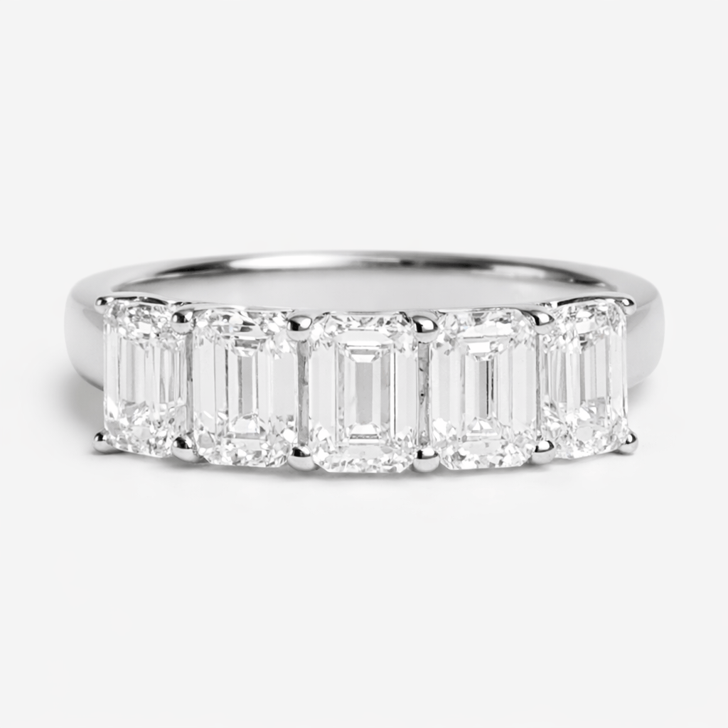 Diamond Band 2.00 Carat TW Lab-grown Emerald Cut Diamonds | 10kt White Gold