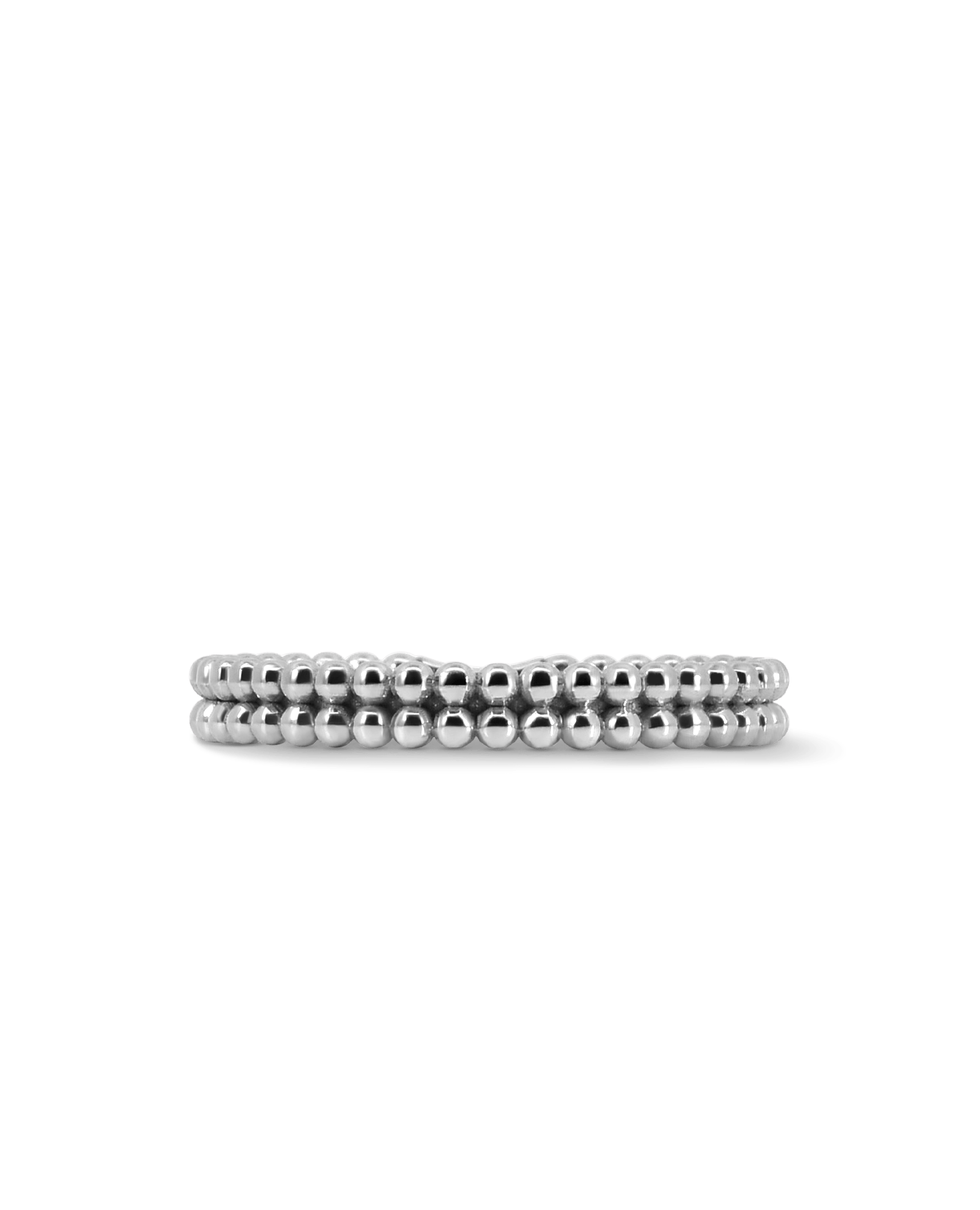 Double Beaded Stacking Ring | 10kt White Gold