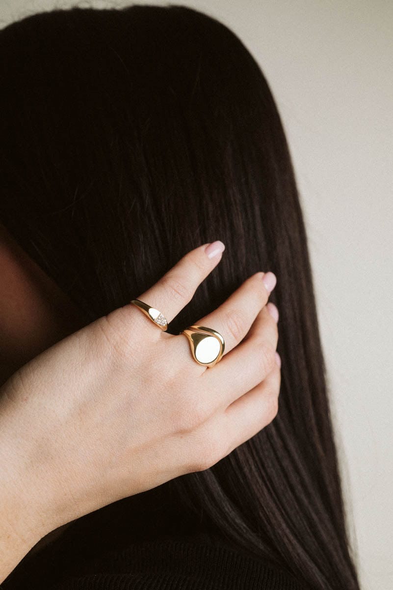 Duo Signet Ring .06 Carat TW Diamond | 10kt Yellow Gold