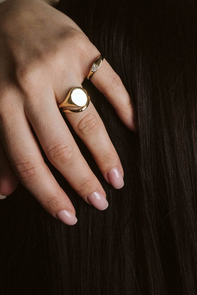 Duo Signet Ring .06 Carat TW Diamond | 10kt Yellow Gold