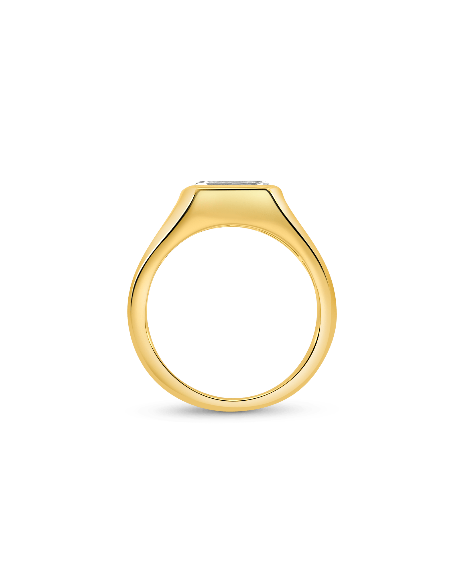 East-West Bezel Engagement Ring 2.01 Carat Lab-grown Emerald Cut Diamond | 14kt Yellow Gold