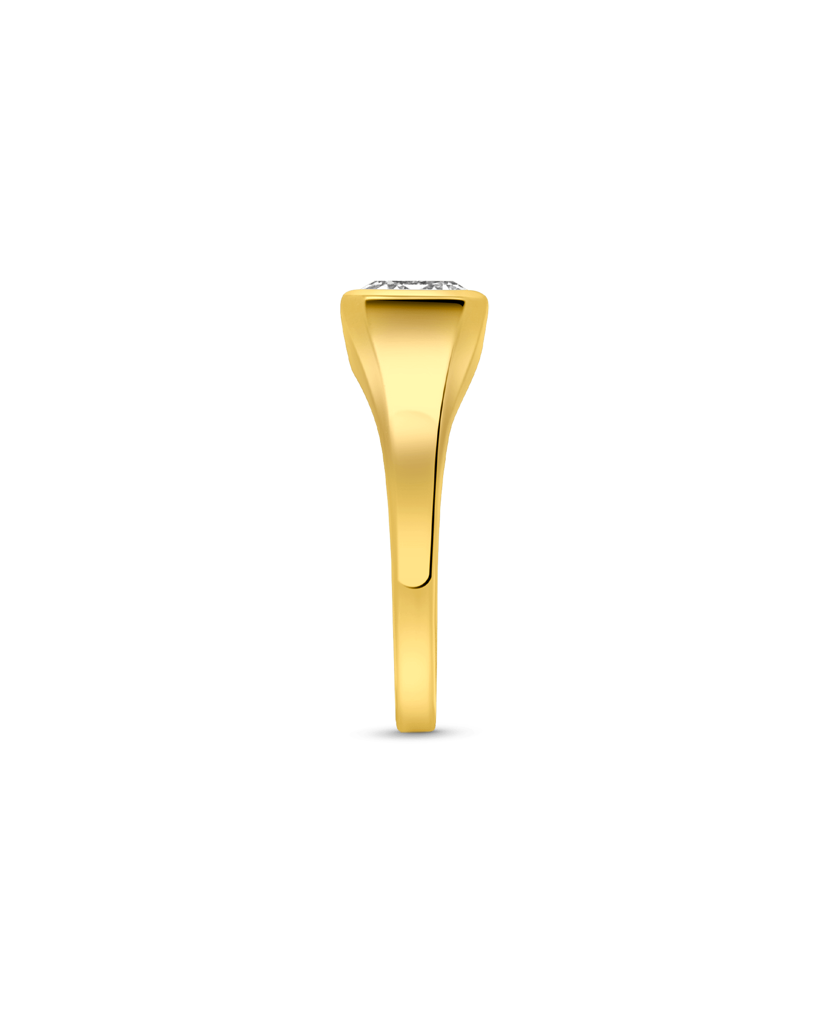 East-West Bezel Engagement Ring 2.01 Carat Lab-grown Emerald Cut Diamond | 14kt Yellow Gold