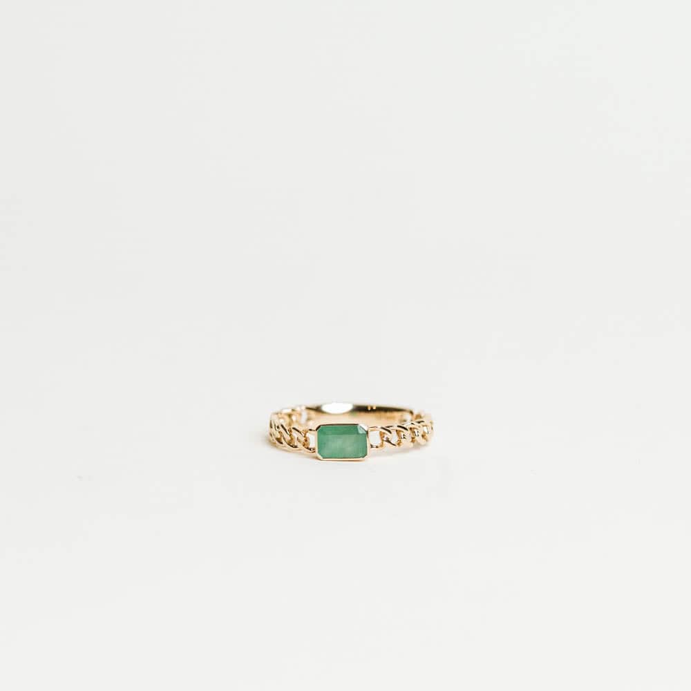 East/West Emerald Cut Emerald Ring - 14KT Yellow Gold