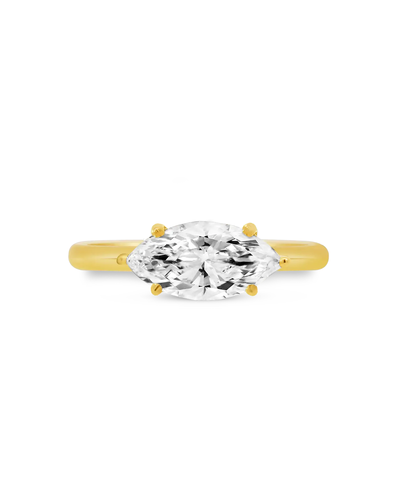 East-West Engagement Ring 2.00 Carat TW Lab-grown Marquise Diamond | 14kt Yellow Gold